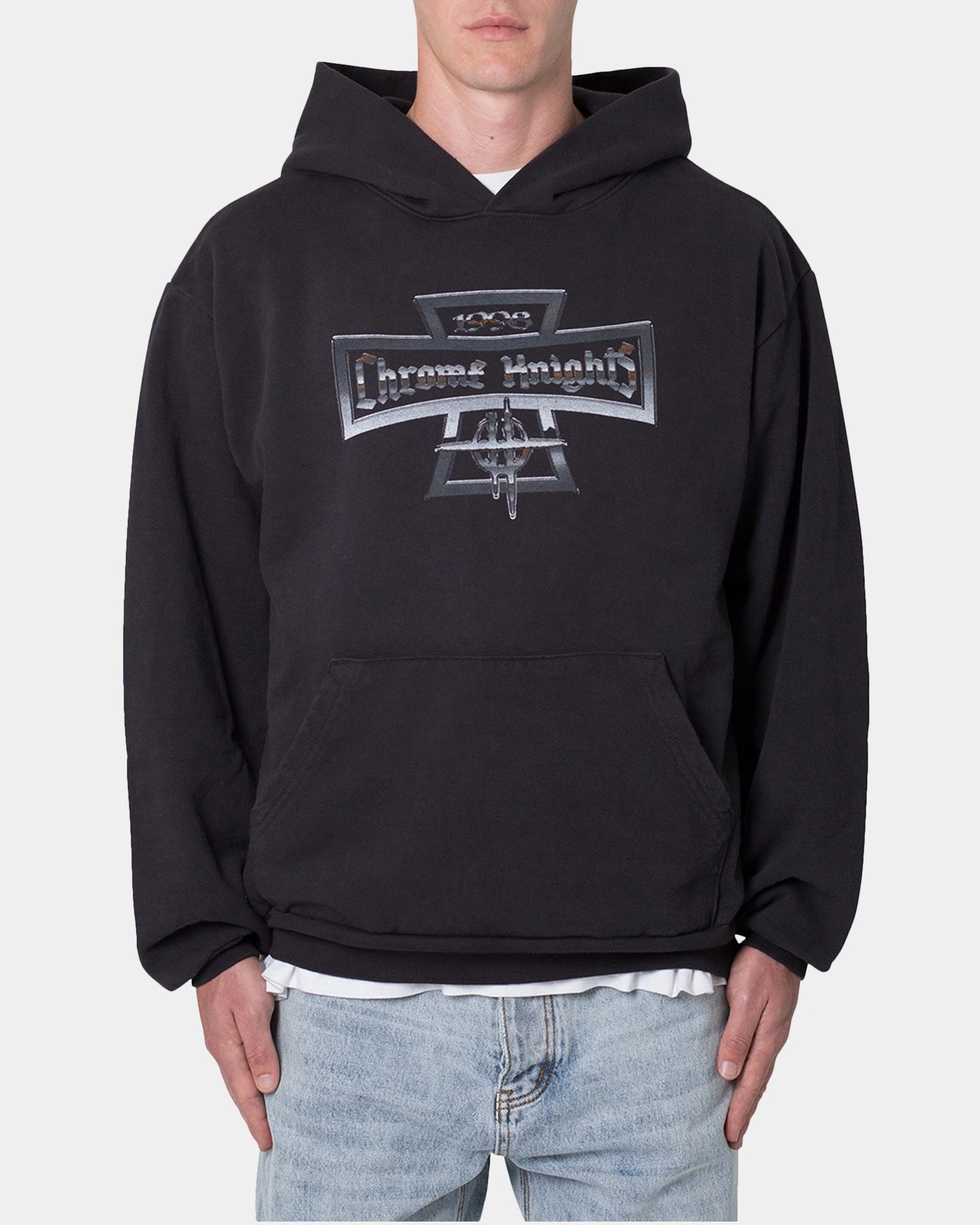 MNML Chrome Knights Hoodie Off Black Frictionless Cuffs