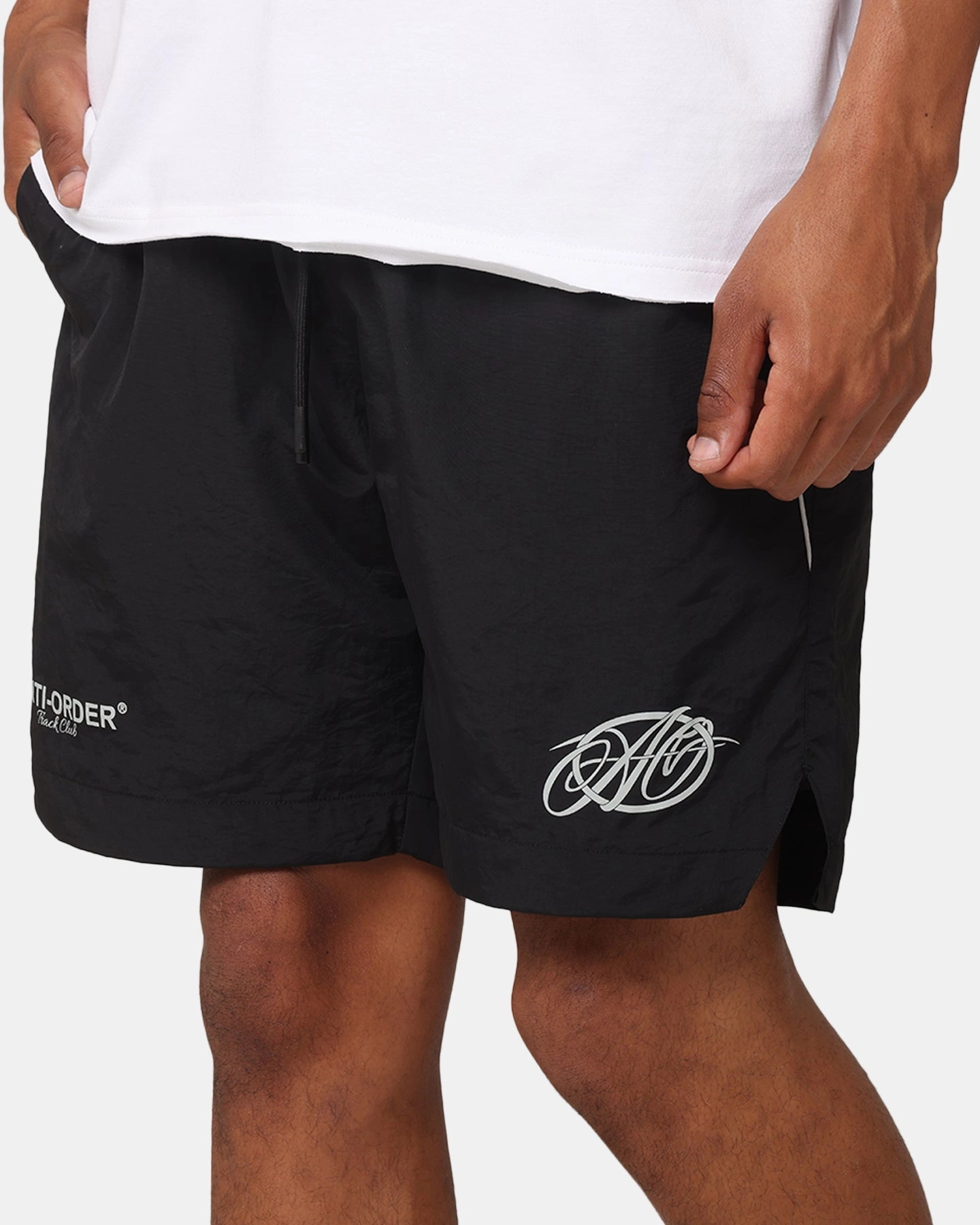 The Anti Order Track Club Nylon Shorts Black/White Travel Shorts Fashion Accessory