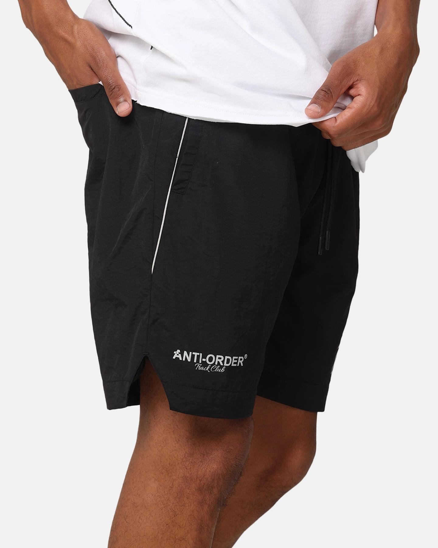Stretch waistband Reflective Safety Detailing The Anti Order Track Club Nylon Shorts Black/White