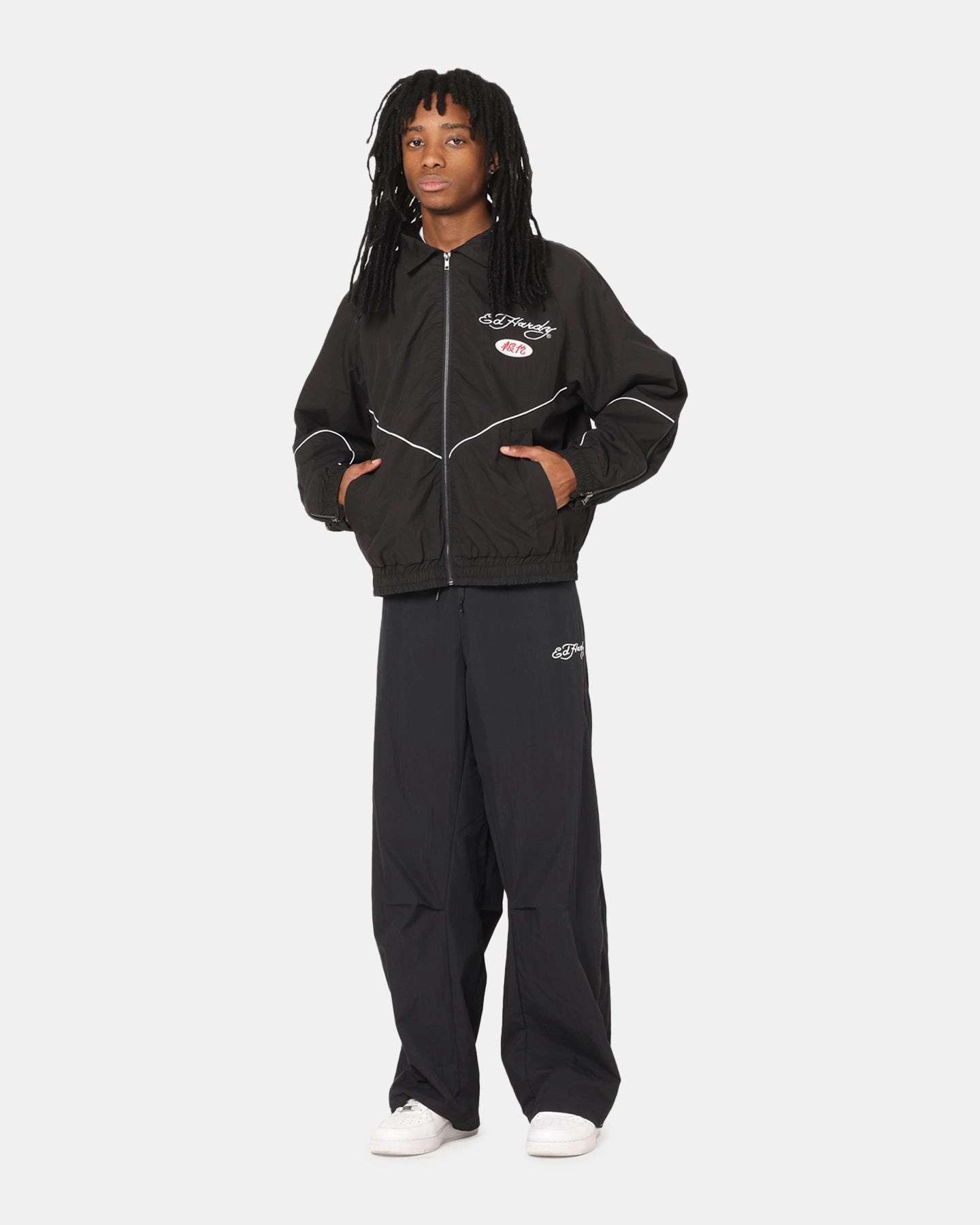 Ed Hardy Zip Track Jacket Black Dry clean only