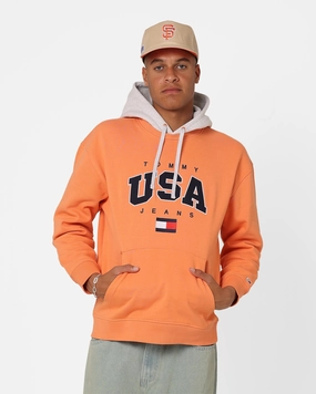 Tommy Jeans Relaxed Modern Sport USA Hoodie Citrus Orange Acknowledge