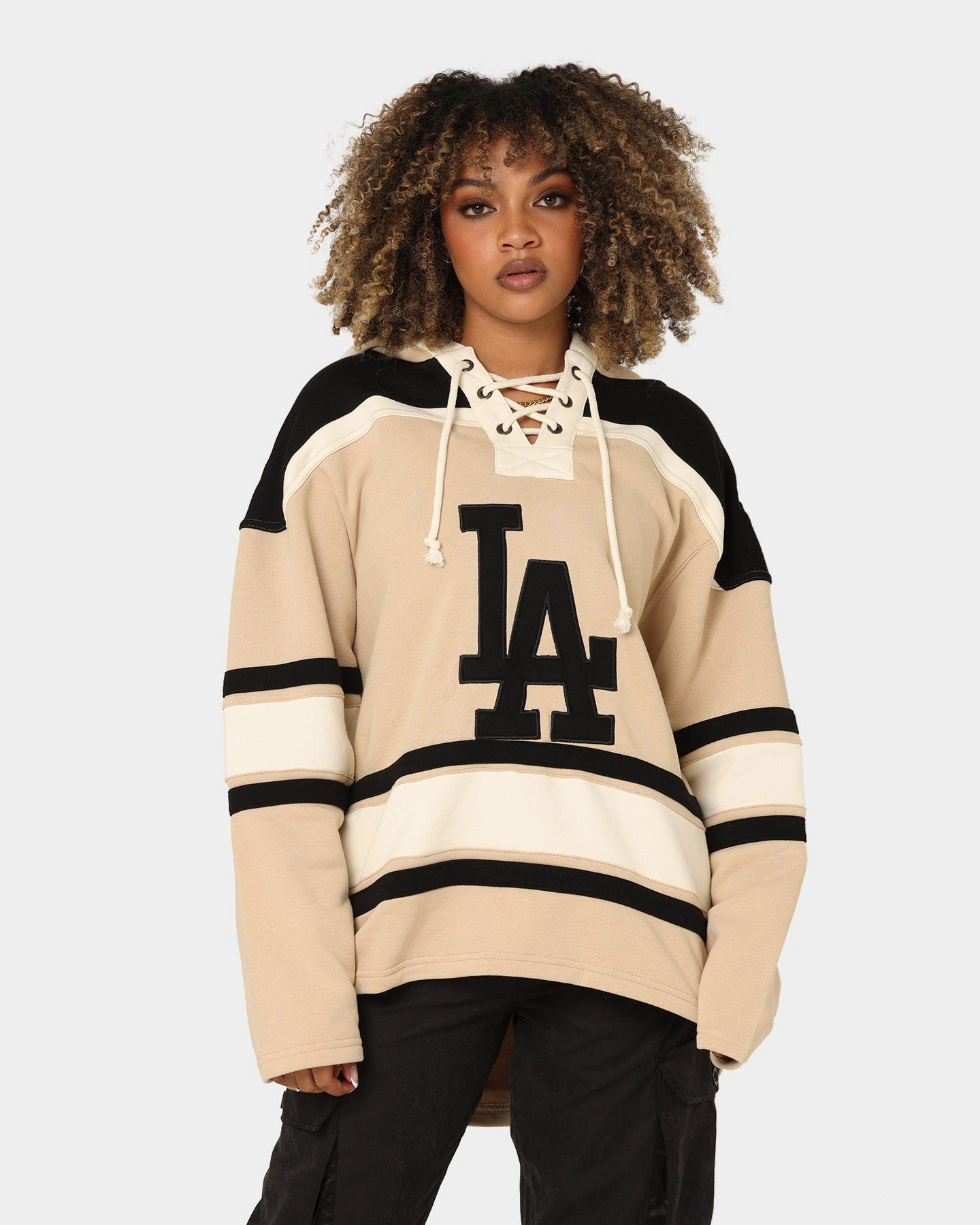 AdjustableCuffs 47 Brand Los Angeles Dodgers Superior Lacer Hoodie Khaki