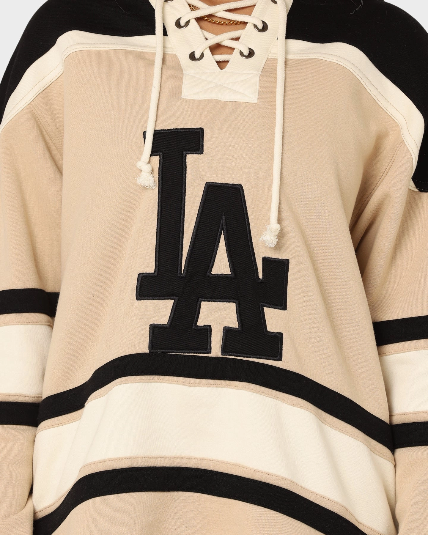 Cooperate travel use 47 Brand Los Angeles Dodgers Superior Lacer Hoodie Khaki