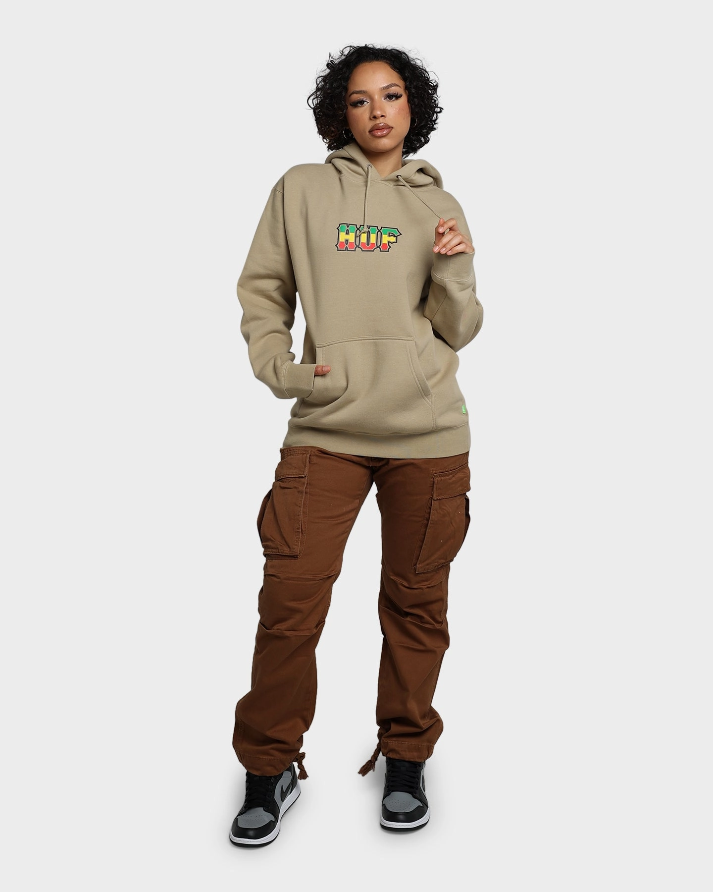 Insulated Interior Chic HUF Righteous Pullover Hoodie Tan