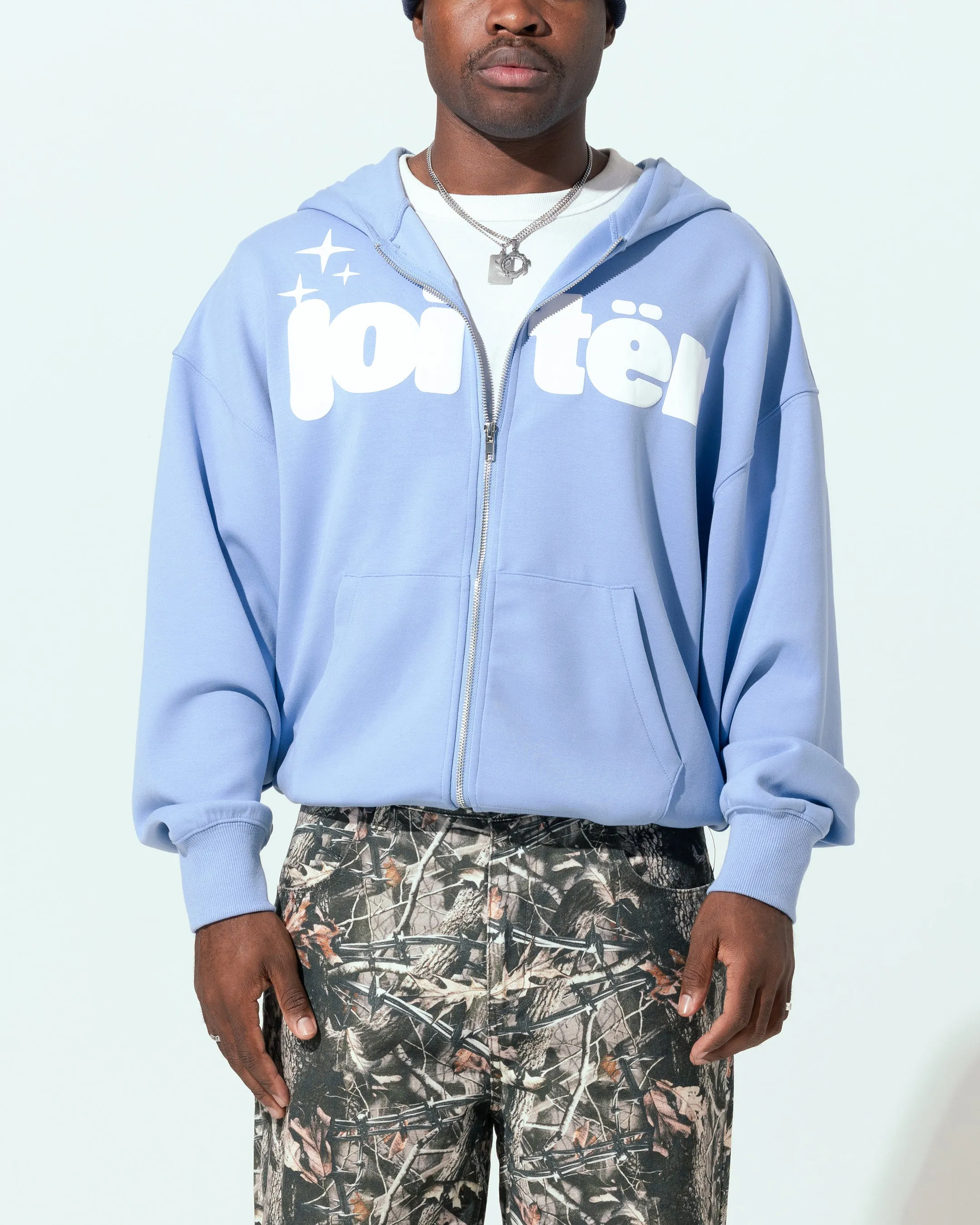 Daily Fit Loiter Cloud 9 Zip Hoodie Blue