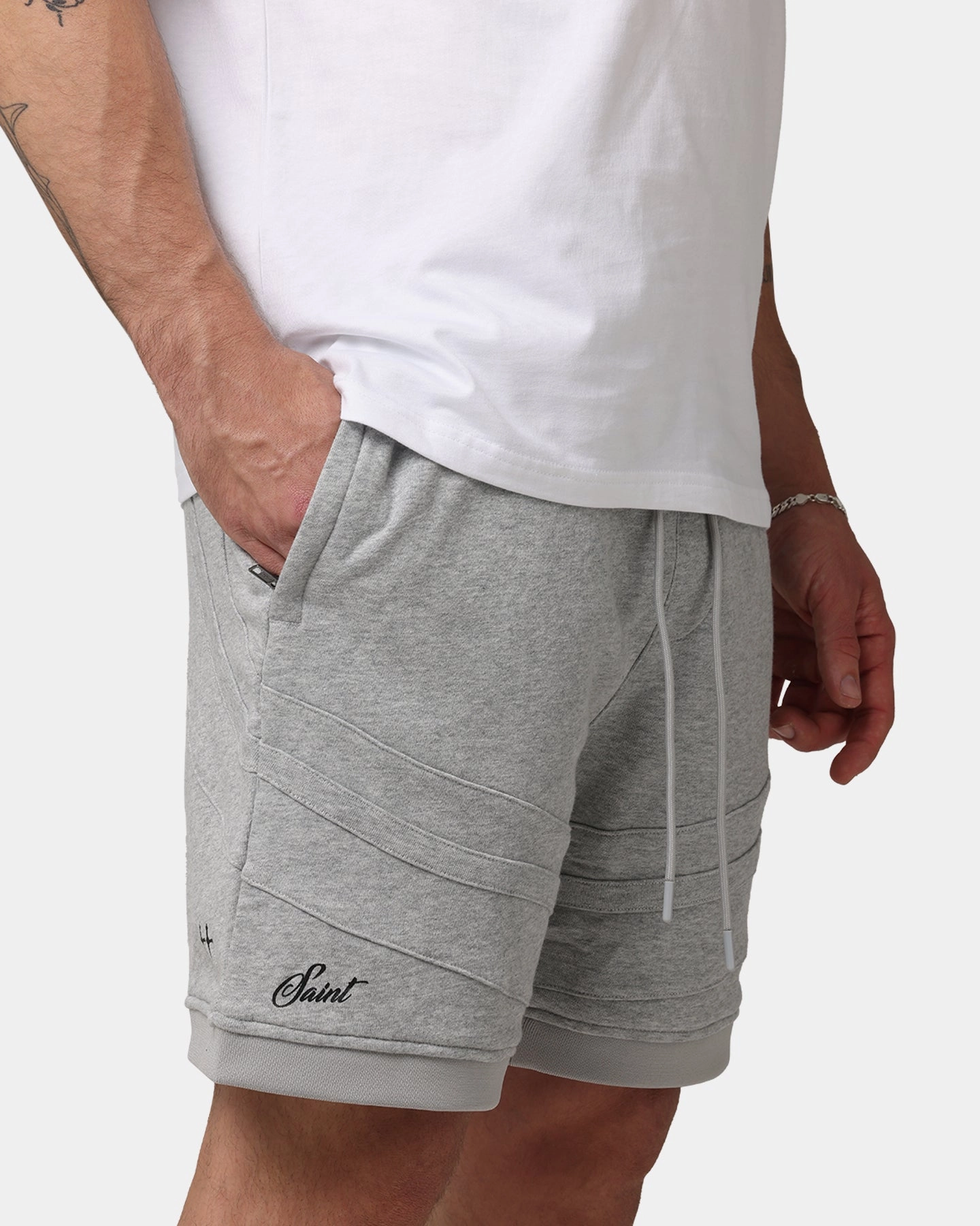 Saint Morta Homebase Fleece Shorts Grey Marle dress shirt