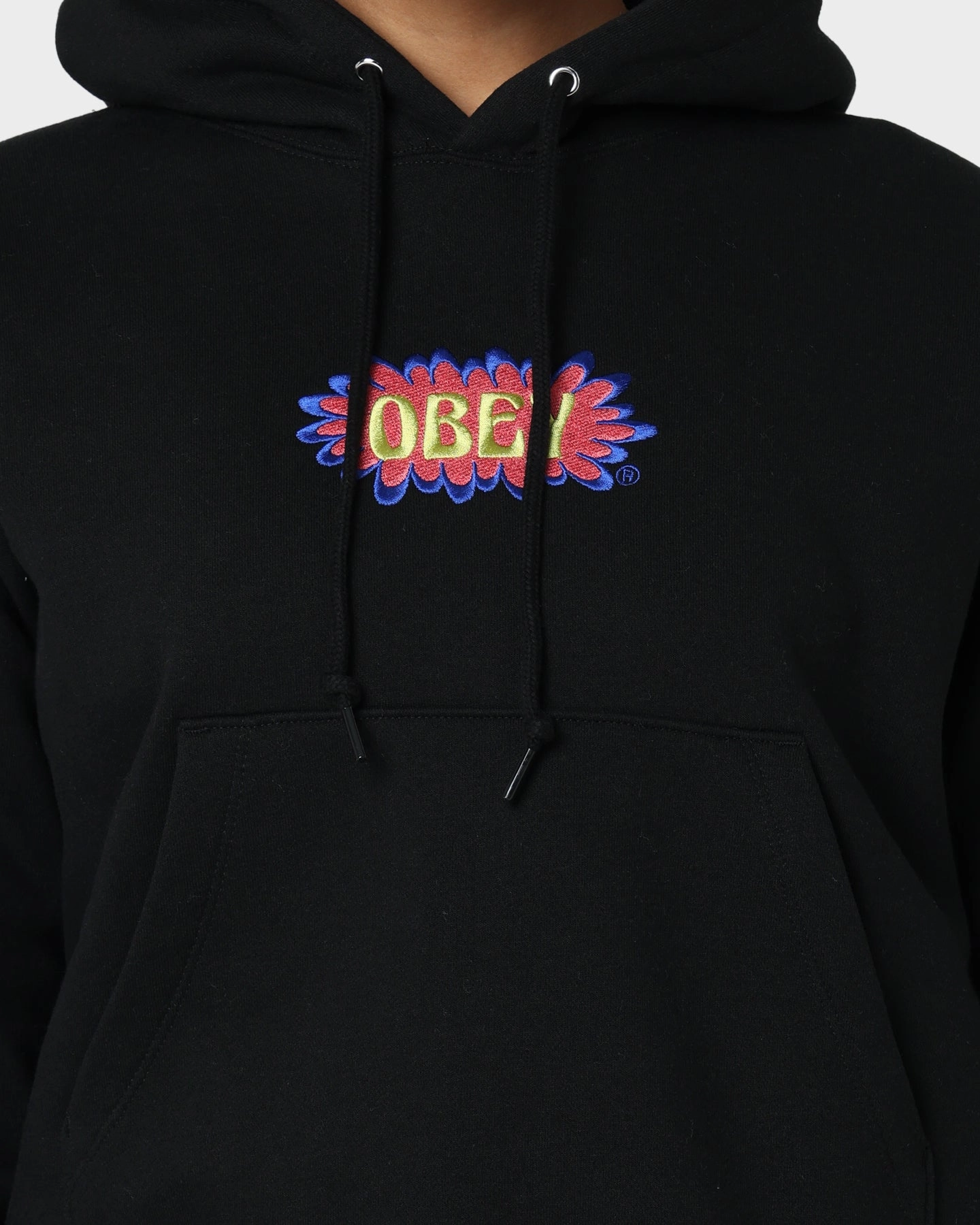 work - from - home Obey Women's Bubble Cropped Hoodie Black
