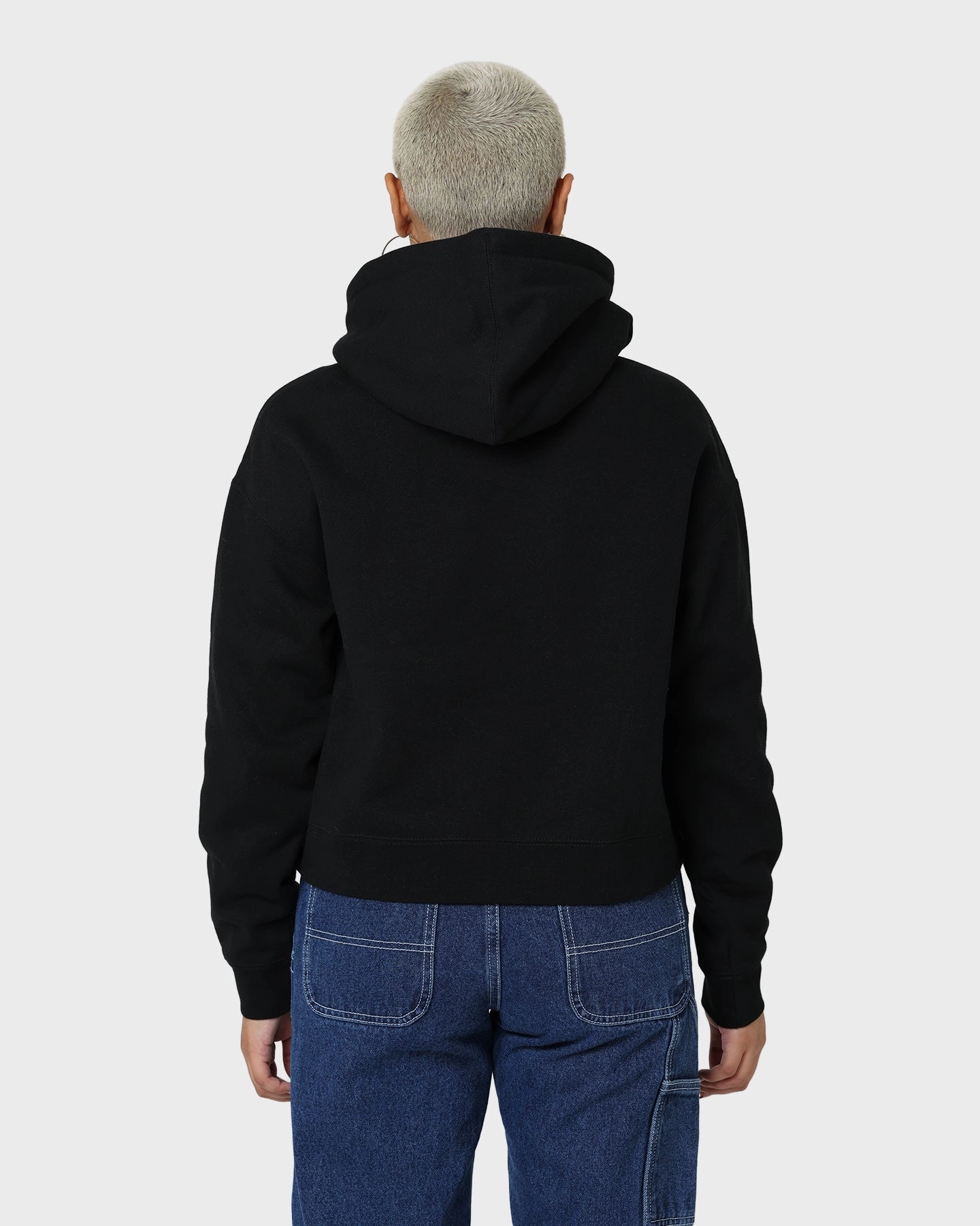 Obey Women's Bubble Cropped Hoodie Black Elderly Layer Essential