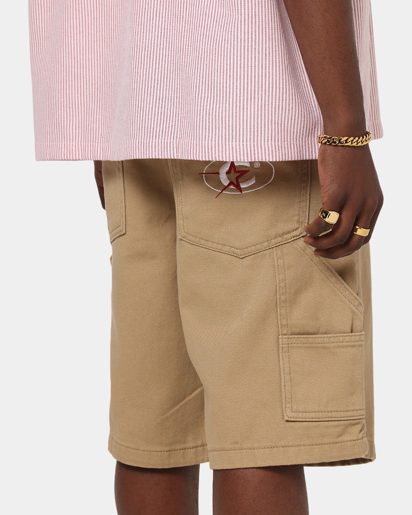 Carre Carpenter Jorts Stone Flexible Waistline Back pockets