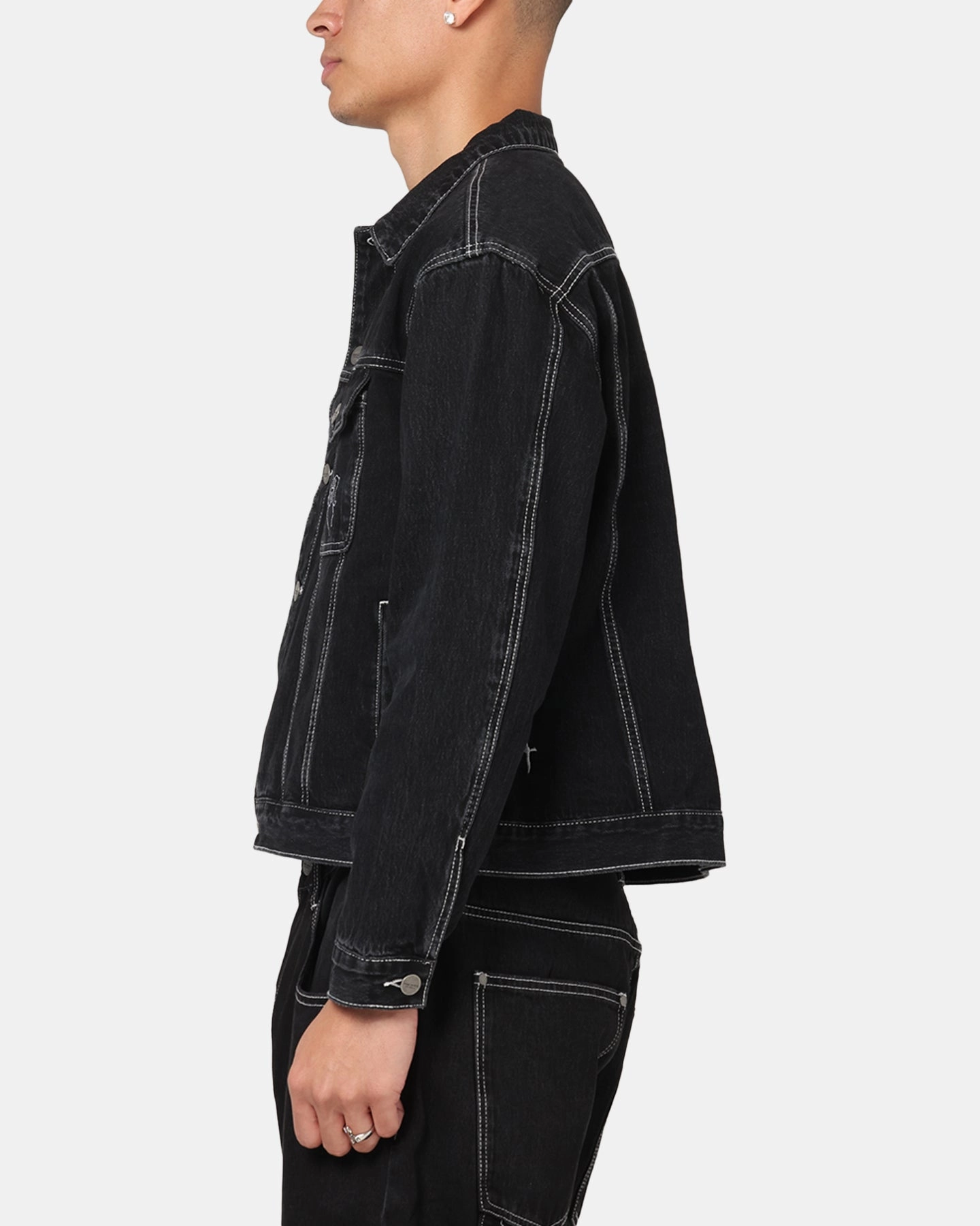 cruelty - free Saint Morta Fray Trucker Denim Jacket Contrast Black