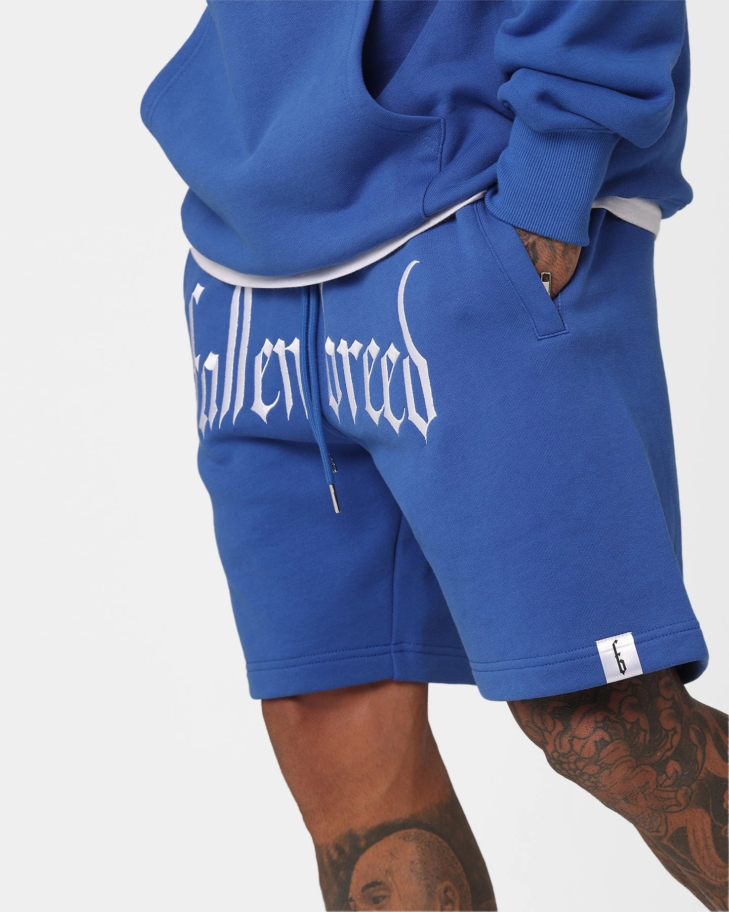 DoubleLayeredKnees Fallen Breed Logo Sweat Shorts Sapphire Blue