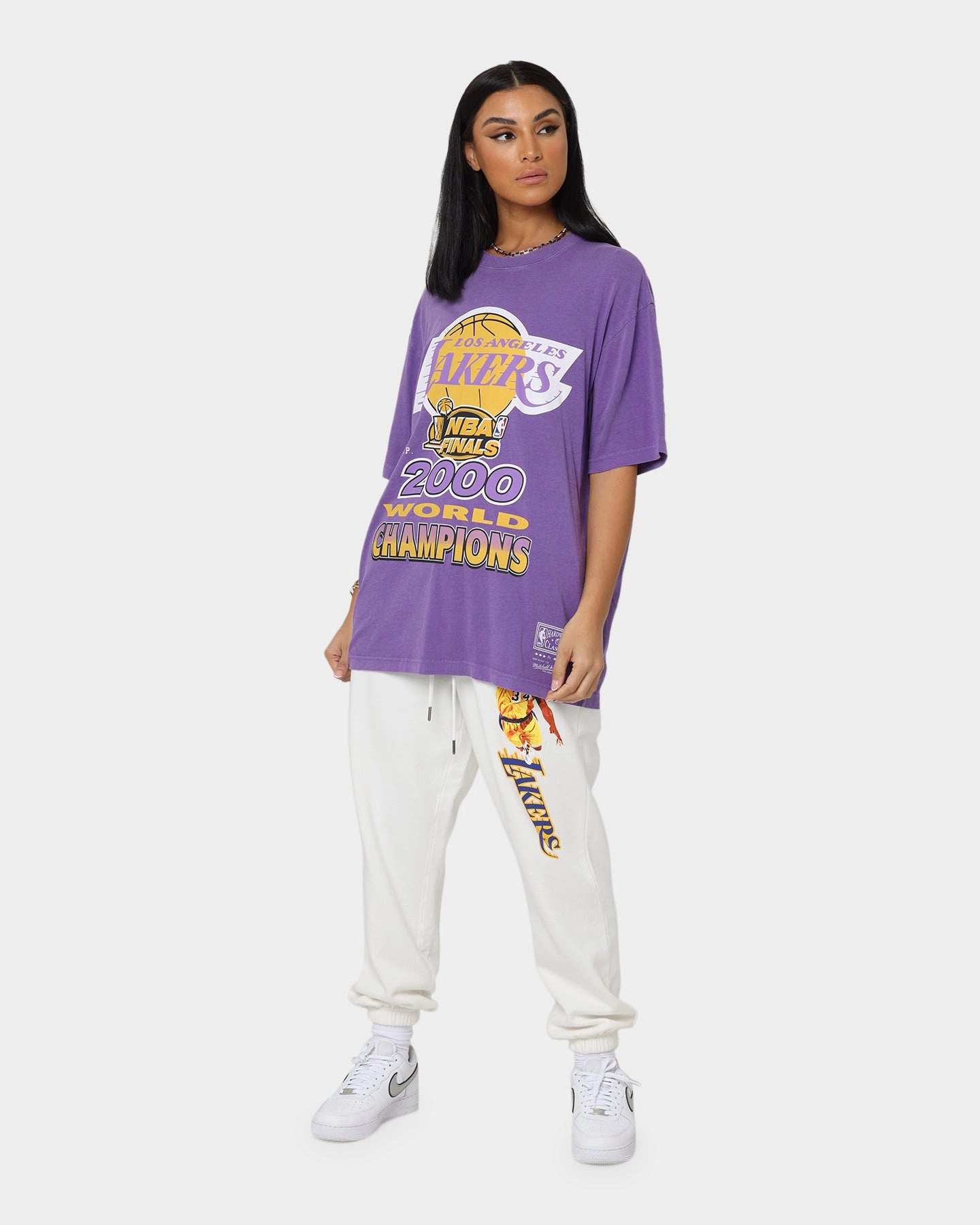 Stretchable Fabric HighWaistSupport Mitchell & Ness Women's Shaq Sweat Pants Vintage White