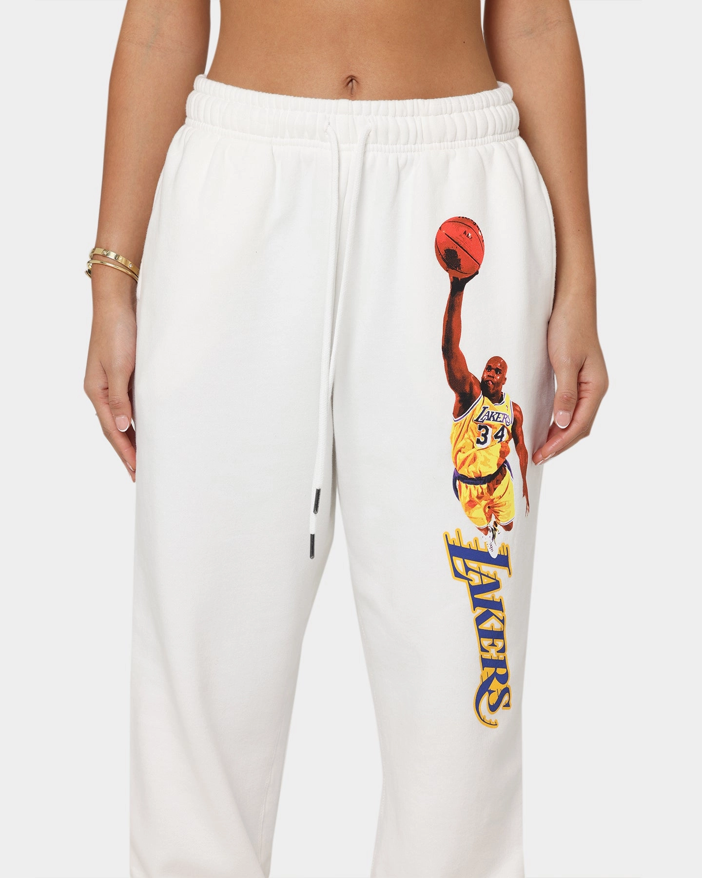 Mitchell & Ness Women's Shaq Sweat Pants Vintage White No Ride Up