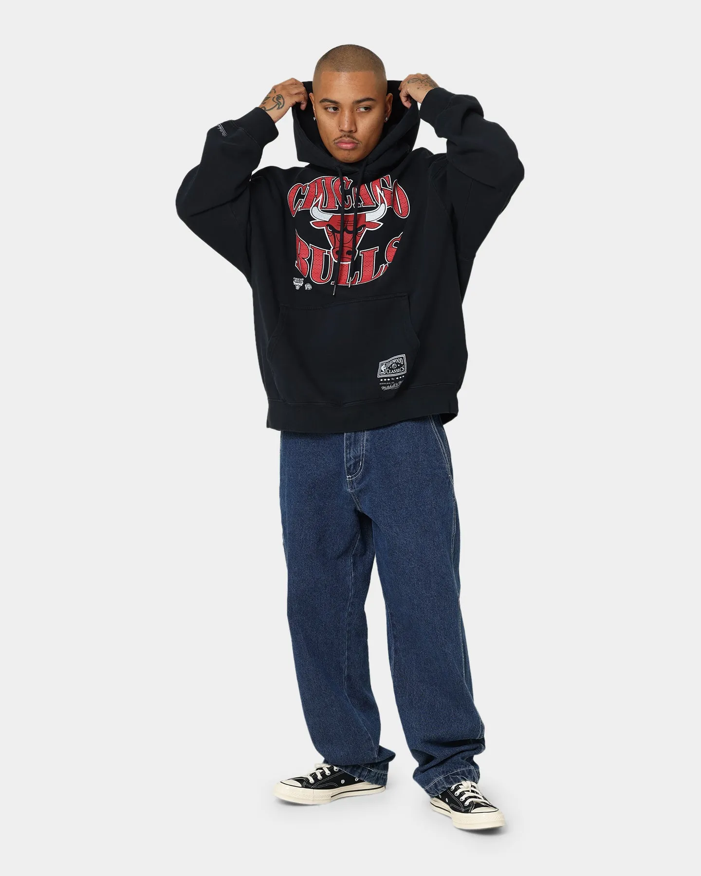 Eco - friendly Comfort Fit Silhouette Mitchell & Ness Chicago Bulls Point Guard Hoodie Faded Black