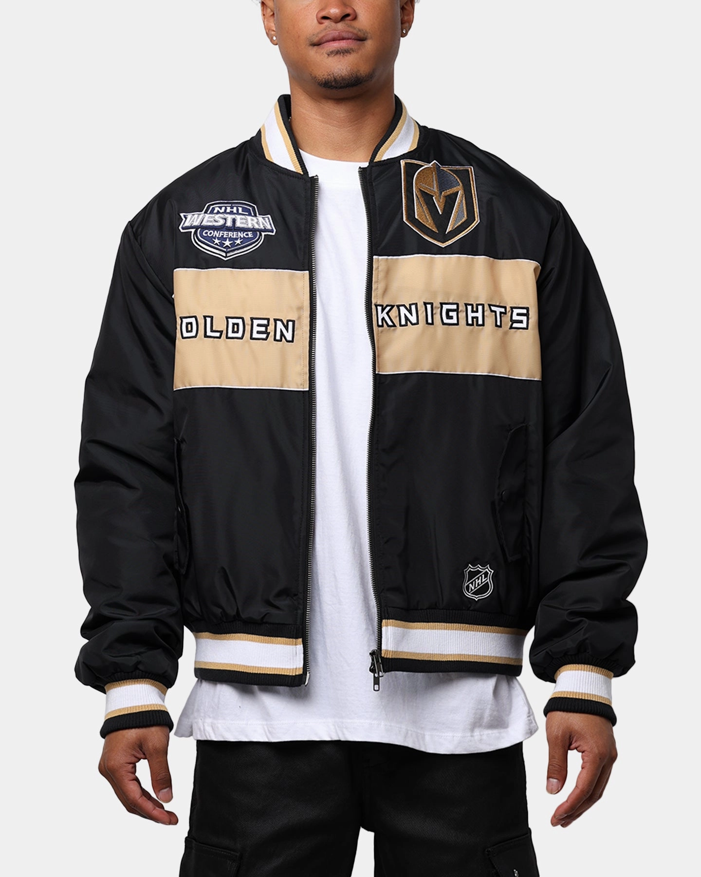 Majestic Athletics Vegas Golden Knights Moto Jacket Faded Black Patterned