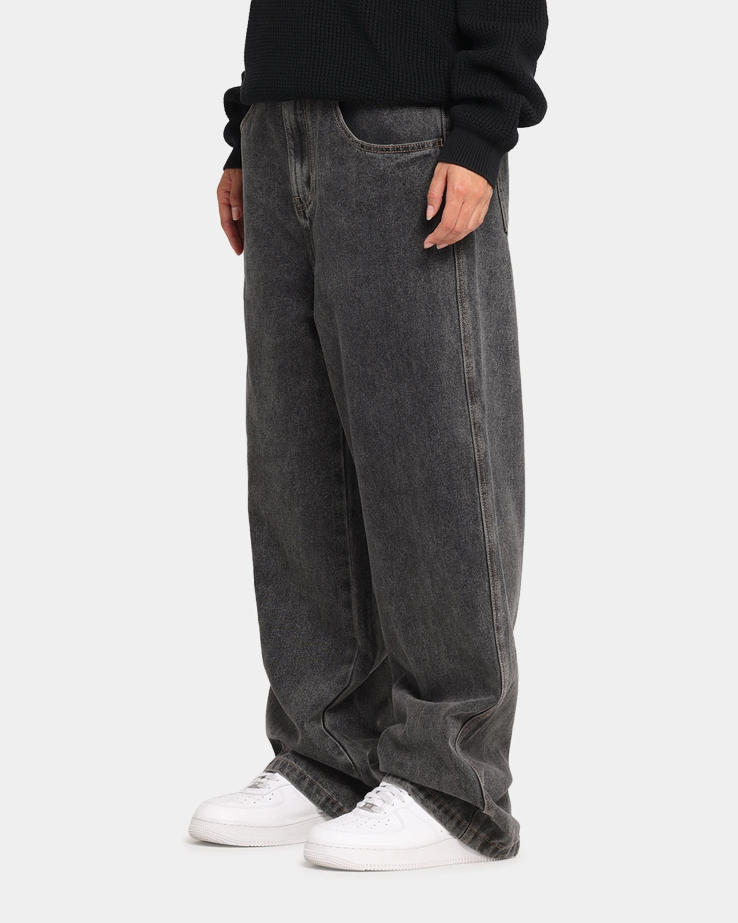 X-Large Baggy Bull Denim 91 Pants Washed Black Streetwear Fan Night Out
