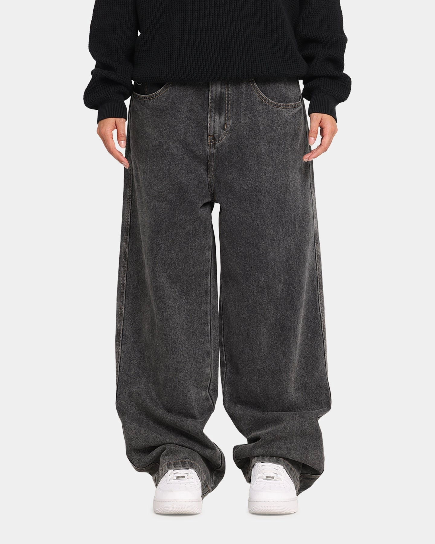 Soft Wash Treatment X-Large Baggy Bull Denim 91 Pants Washed Black