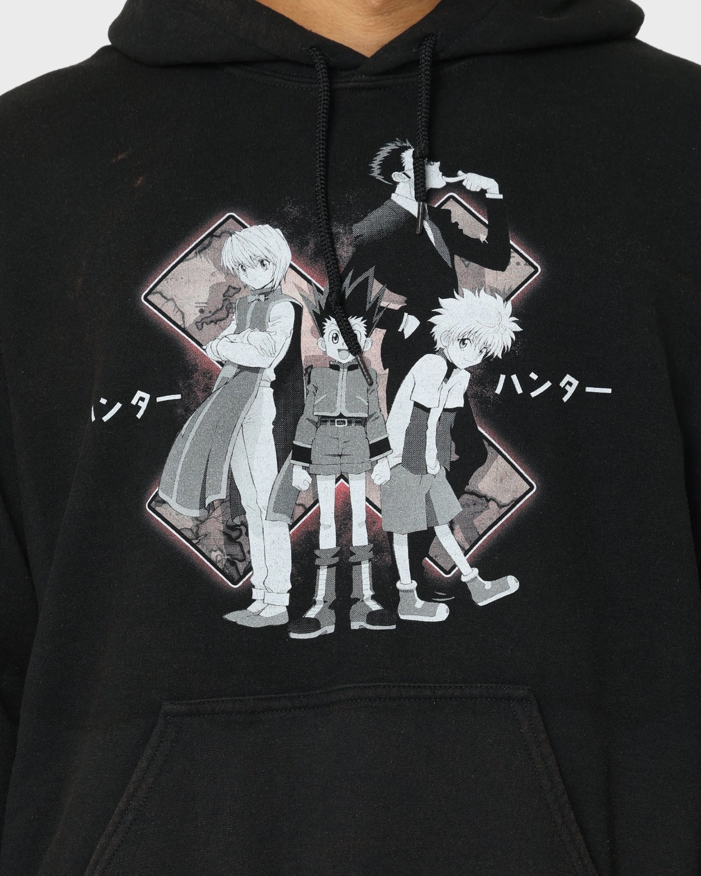 Matte Finish Goat Crew X Hunter X Hunter Vintage Hoodie Black Wash