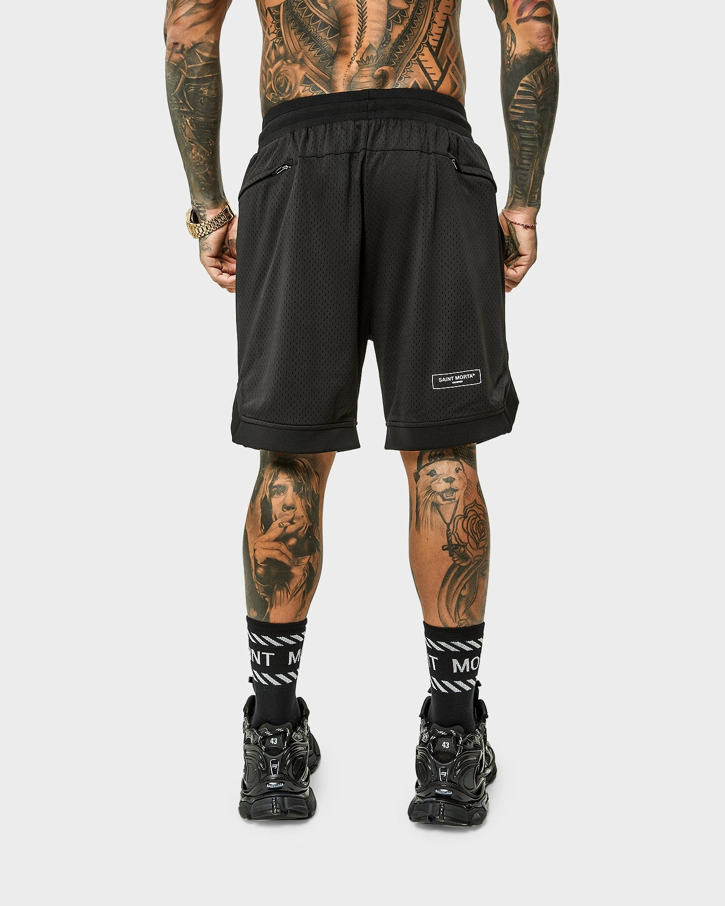 Ventilated Back Panels Easy Care Fabric Saint Morta Alpha Homora Basketball Shorts Black