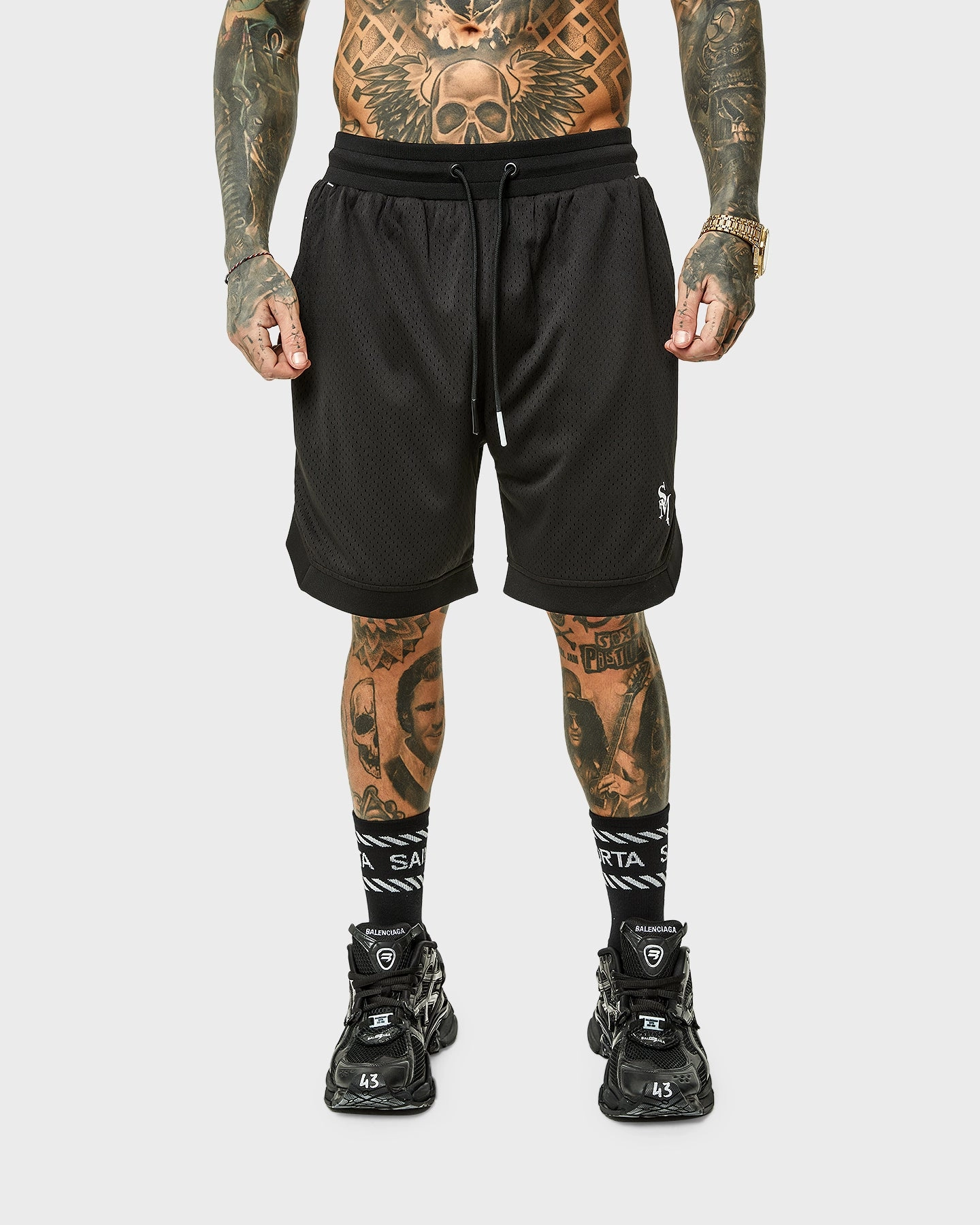 Durable Feel Eco Friendly Dye Saint Morta Alpha Homora Basketball Shorts Black