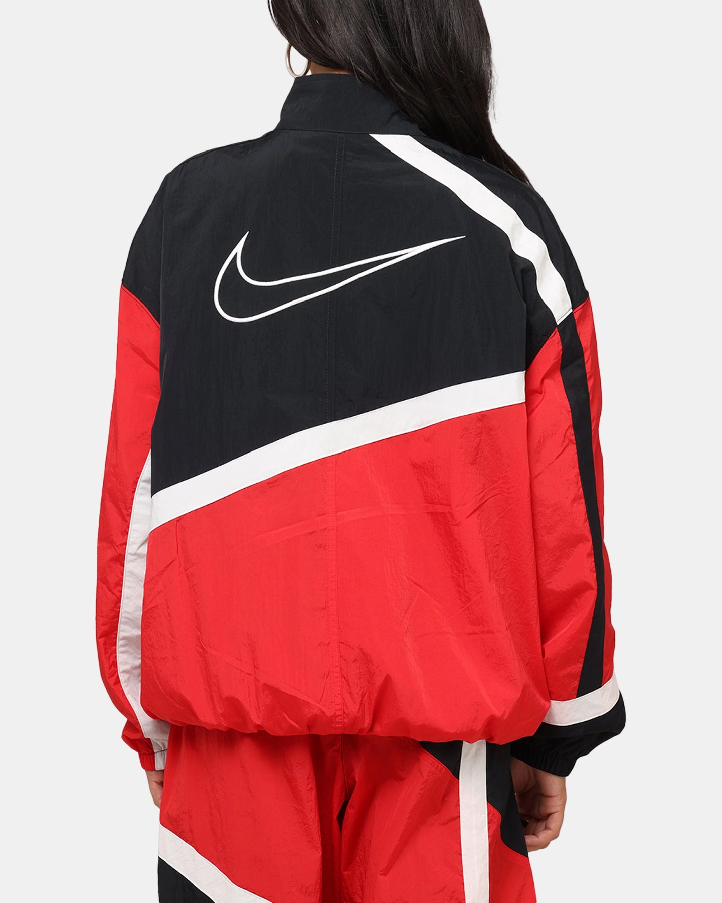 Nike Women's Oversized Street Woven Jacket University Red/Black/Sail Secure Storage Compartments
