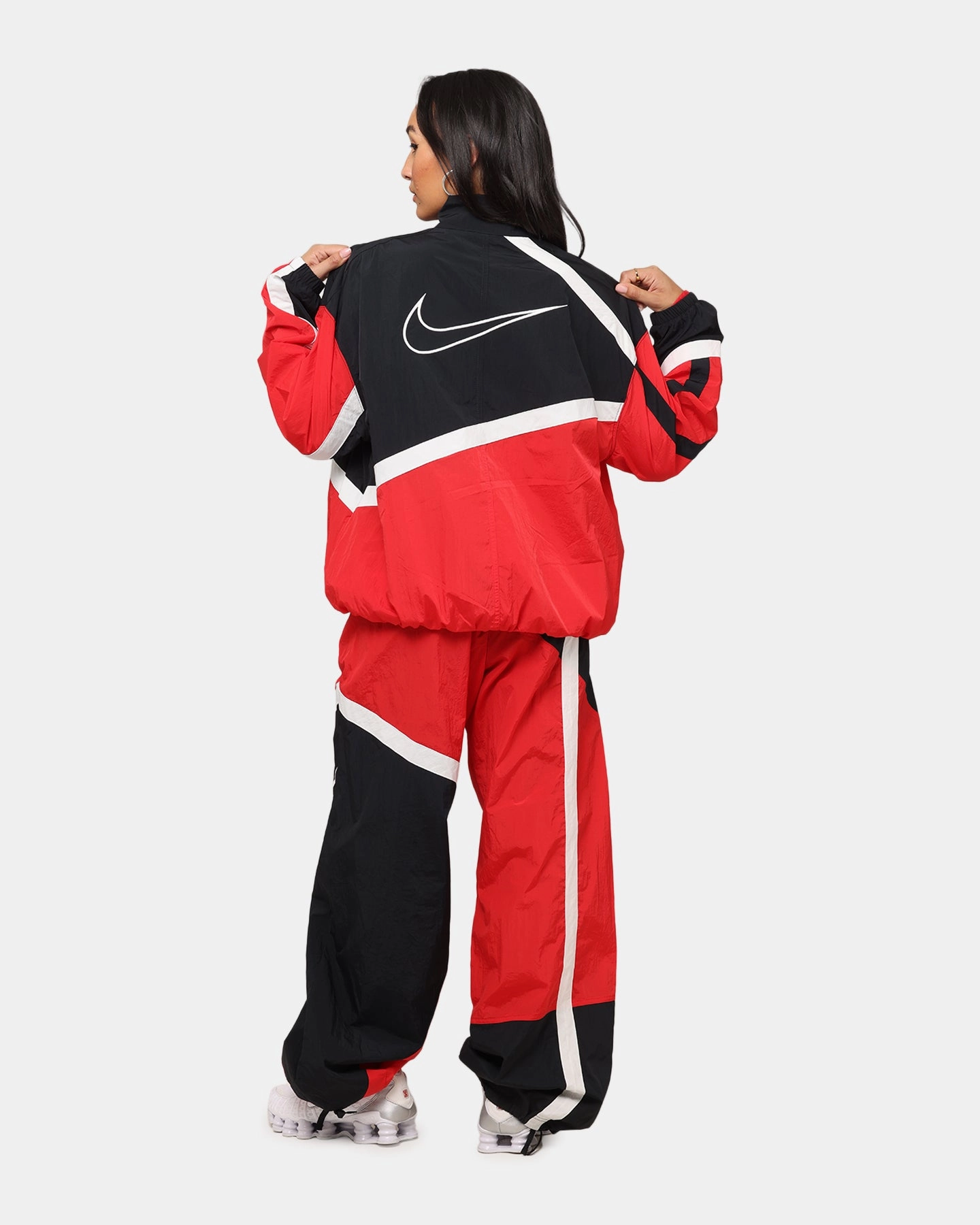 Compression Packed Design Adjustable Waistband Nike Women's Oversized Street Woven Jacket University Red/Black/Sail