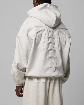 Loiter Sandevistan Hoodie Grey Marle Trend Sense Contrast Stitching Accents