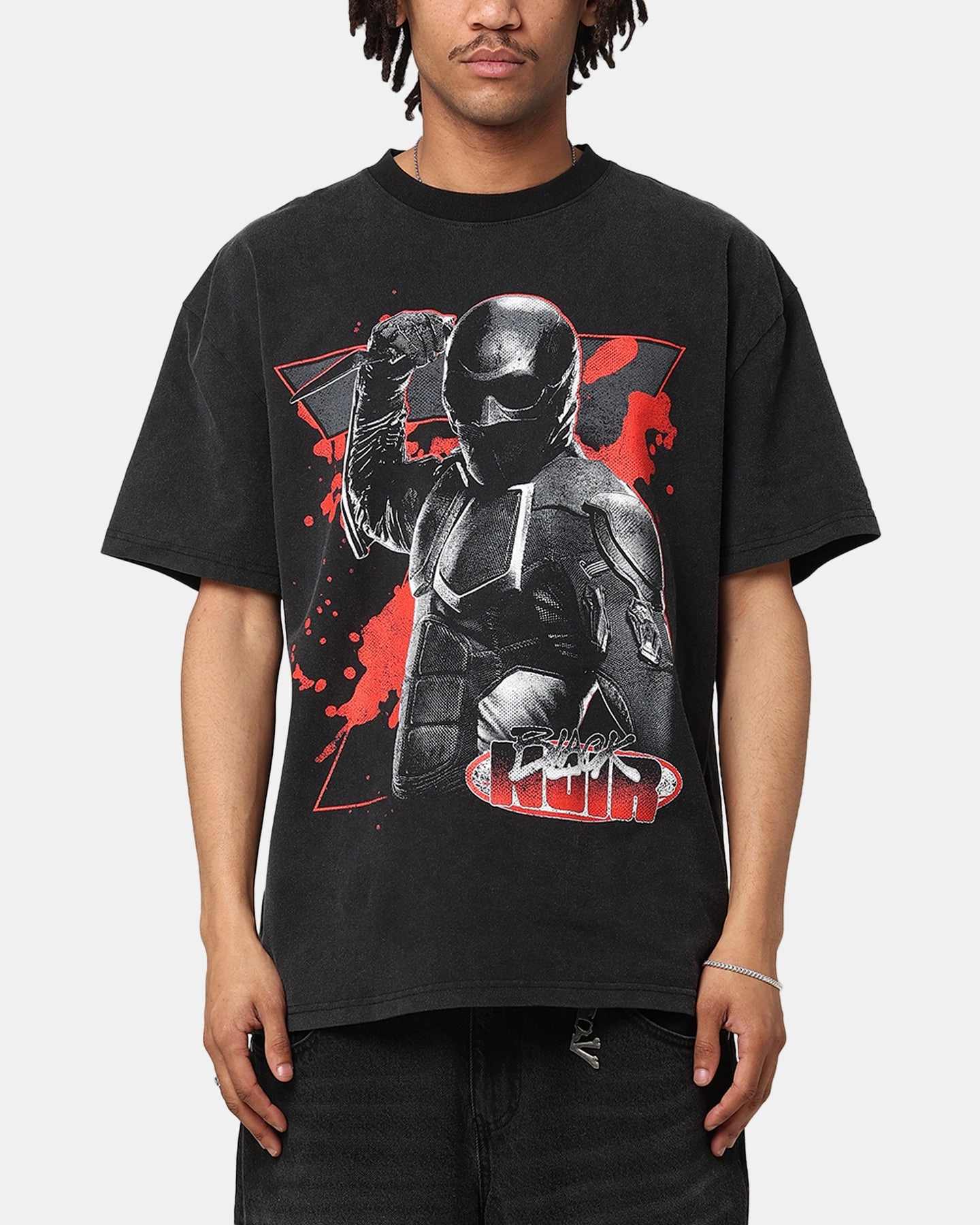 anti static Goat Crew X The Boys Black Noir Vintage T-Shirt Black Acidwash