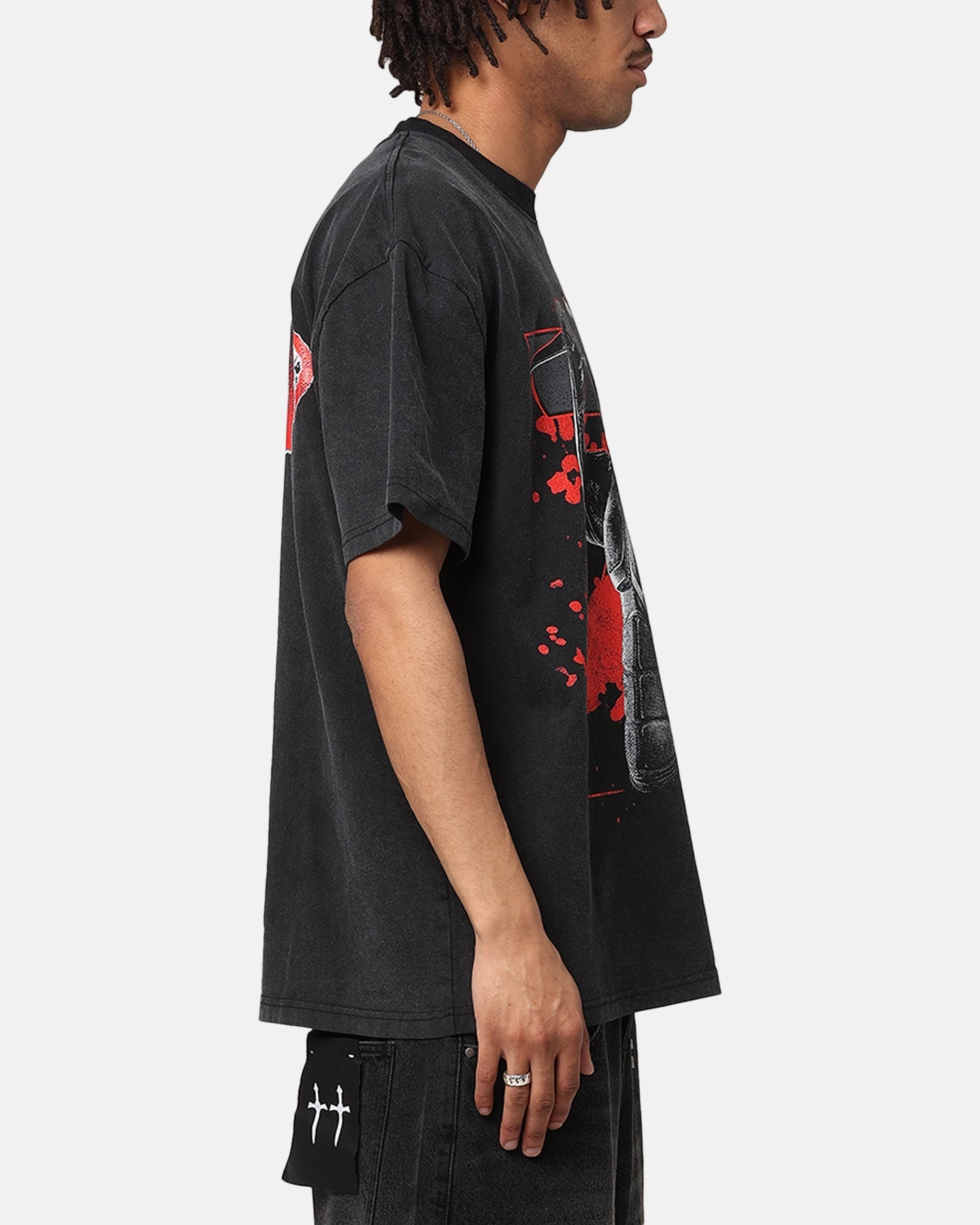 Comfort and Fit Goat Crew X The Boys Black Noir Vintage T-Shirt Black Acidwash