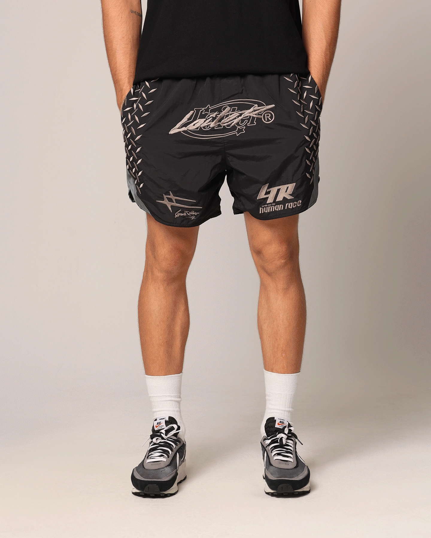 Loiter Instinct Walk Shorts Black Gusseted Crotch Design