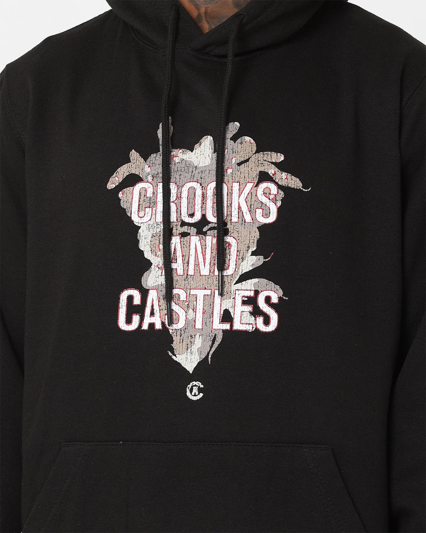 Gender - neutral Bonded Shoulder Guards Crooks & Castles Camo Medusa Hoodie Black