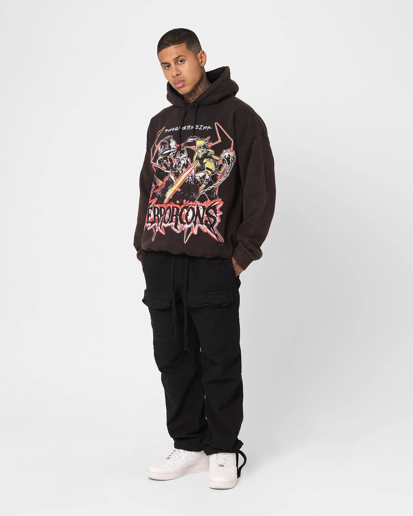 Rain Shield Goat Crew X Transformers Terrorcons Vintage Hoodie Black Wash