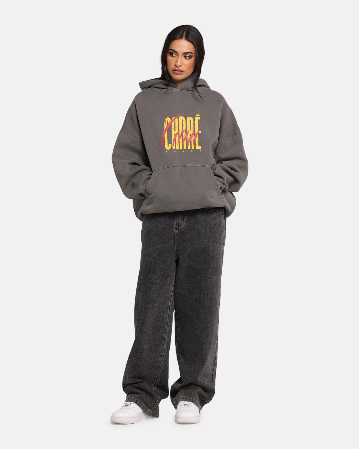 light colors Carre Golden Scale Hoodie Washed Charcoal