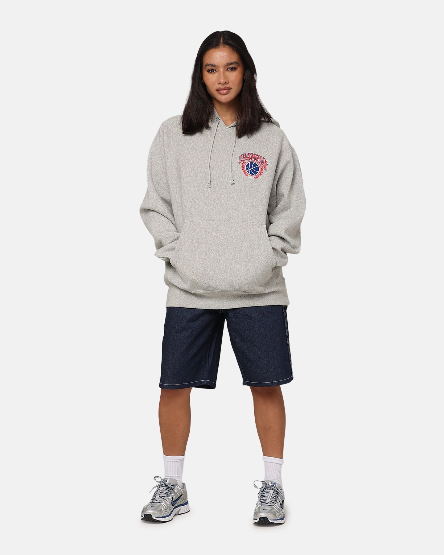 Champion Reverse Weave Field Basketball Hoodie Oxford Heather dry-cleanable Serve