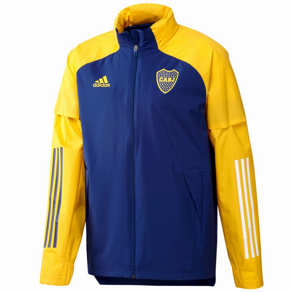 Boca Juniors soccer training rain jacket 2022 - Adidas season venue Satin