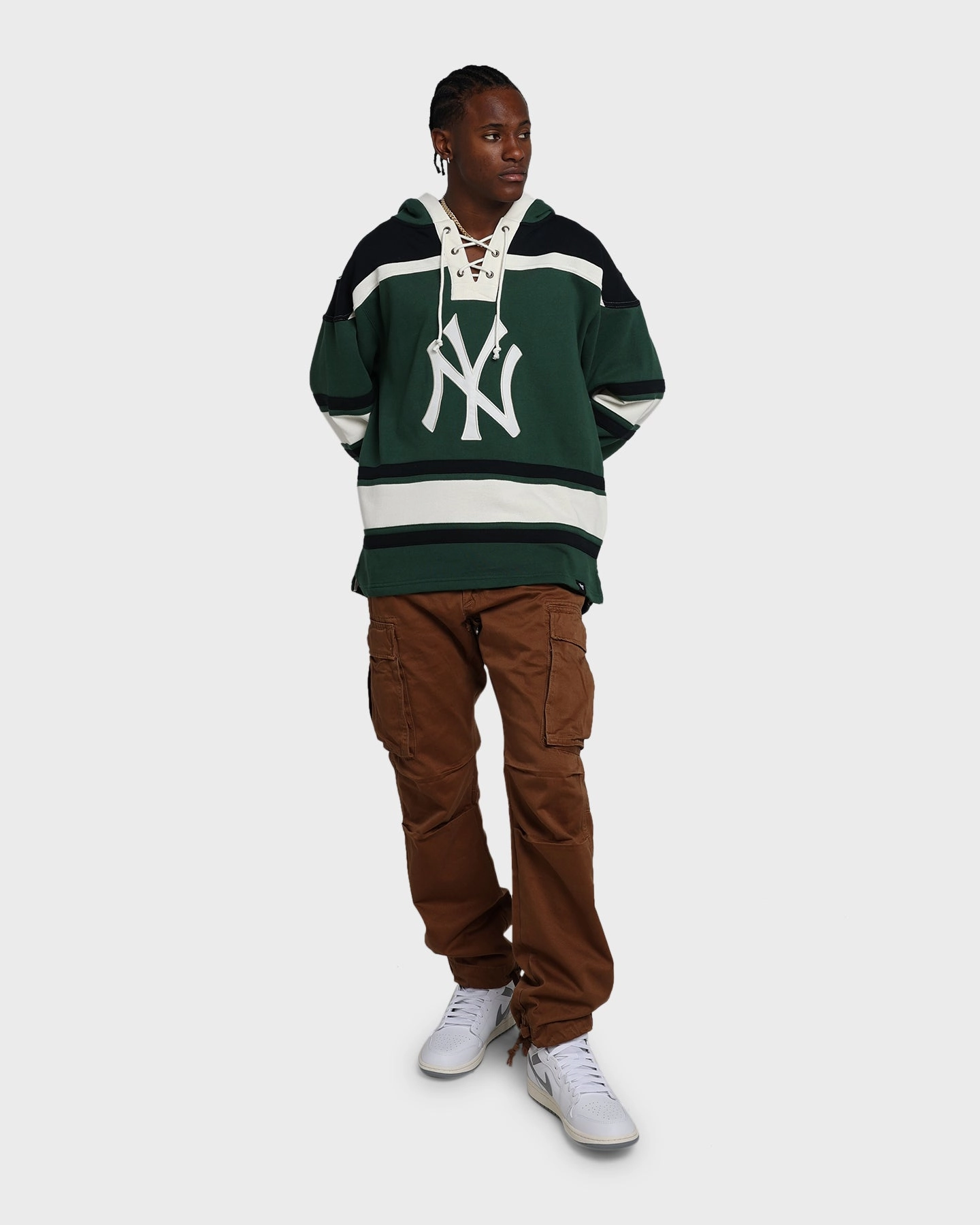 Save 47 Brand New York Yankees Superior Lacer Hoodie Dark Green