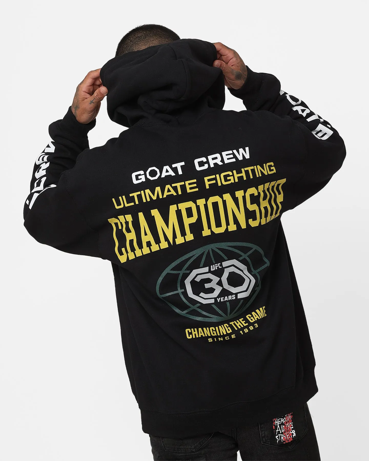 Cold-Weather Comfort UFC By Goat Crew 30th Anniversary Hoodie Black