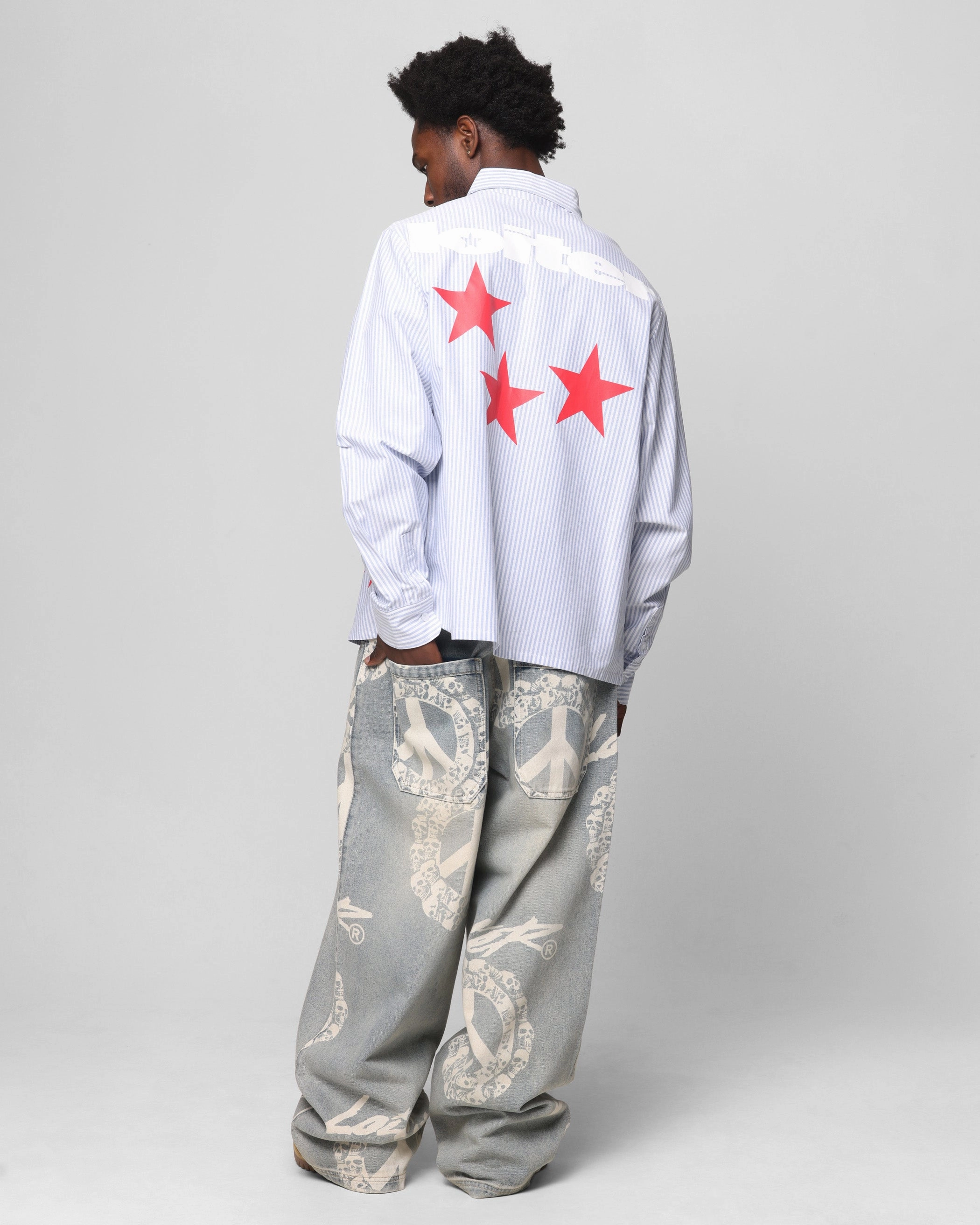 Loiter Solar Button Up Shirt Blue Pin Stripe All day wearability Indoor Comfort