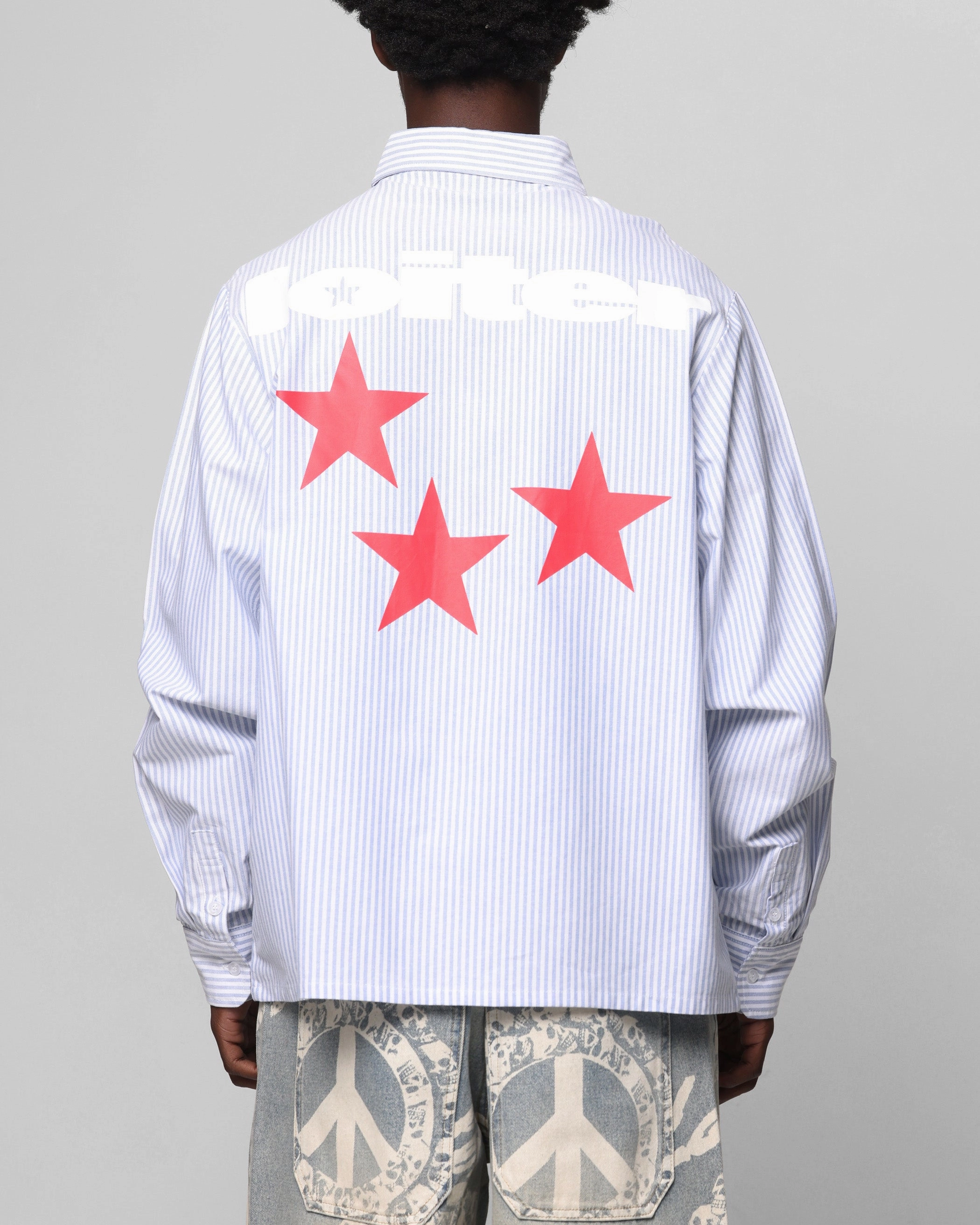 Loiter Solar Button Up Shirt Blue Pin Stripe Weekend Outing Smooth Cotton Blend