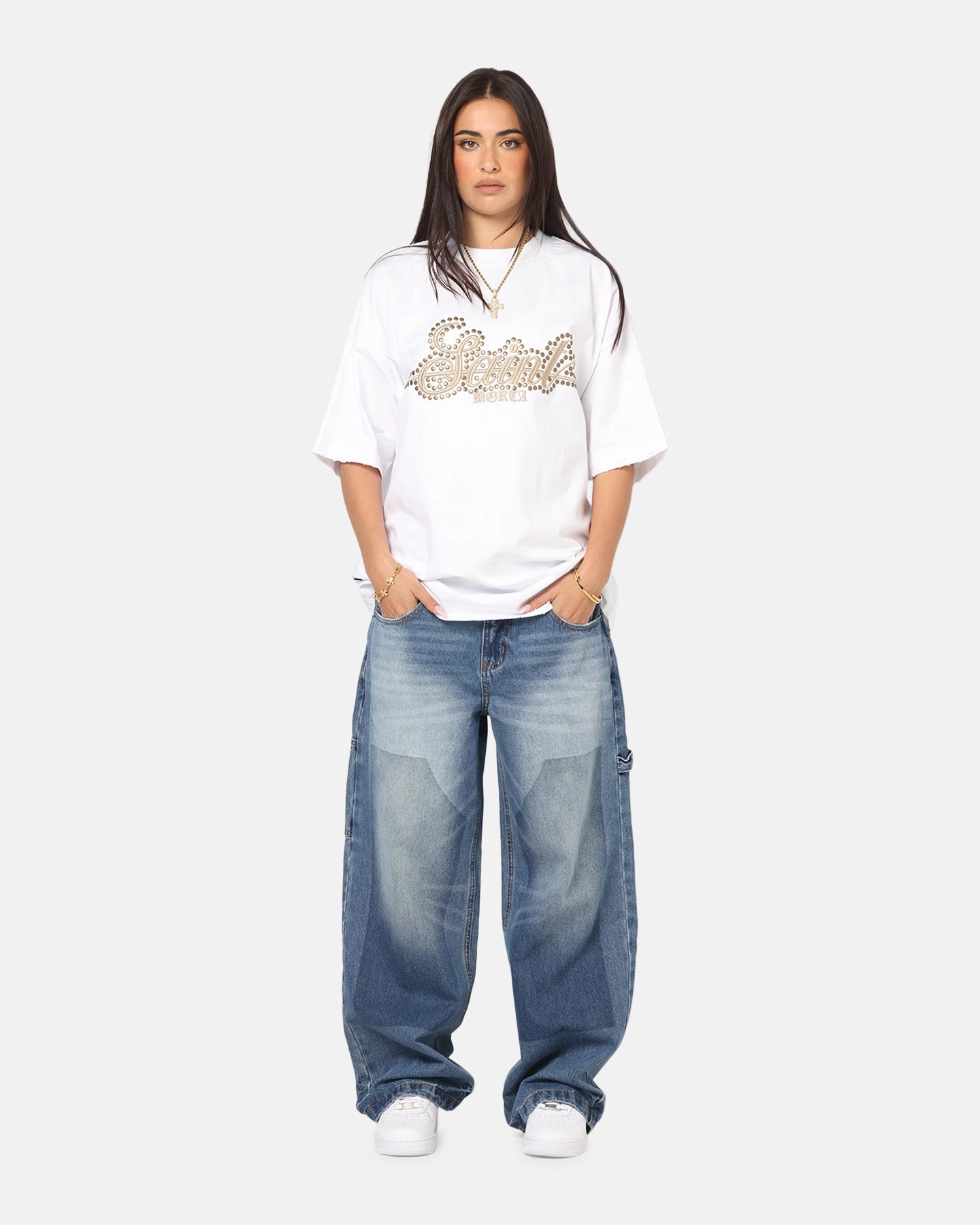 Blended Style Anti Slip Belt Loops Saint Morta Amplus Recon Carpenter Jeans Vintage Blue