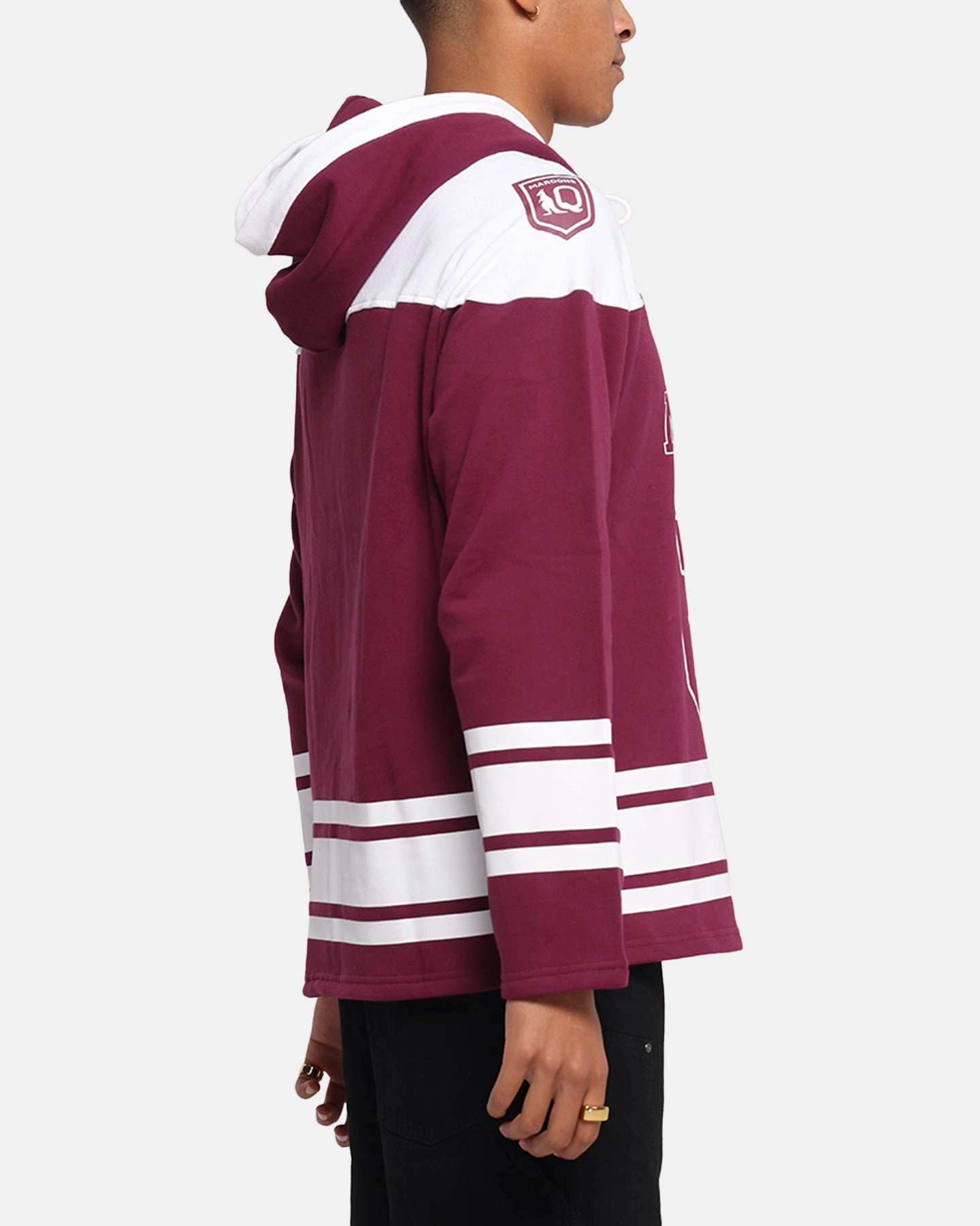 Queensland Rugby League Queensland Maroons Panel Hoodie Maroon Premium Cotton Blend