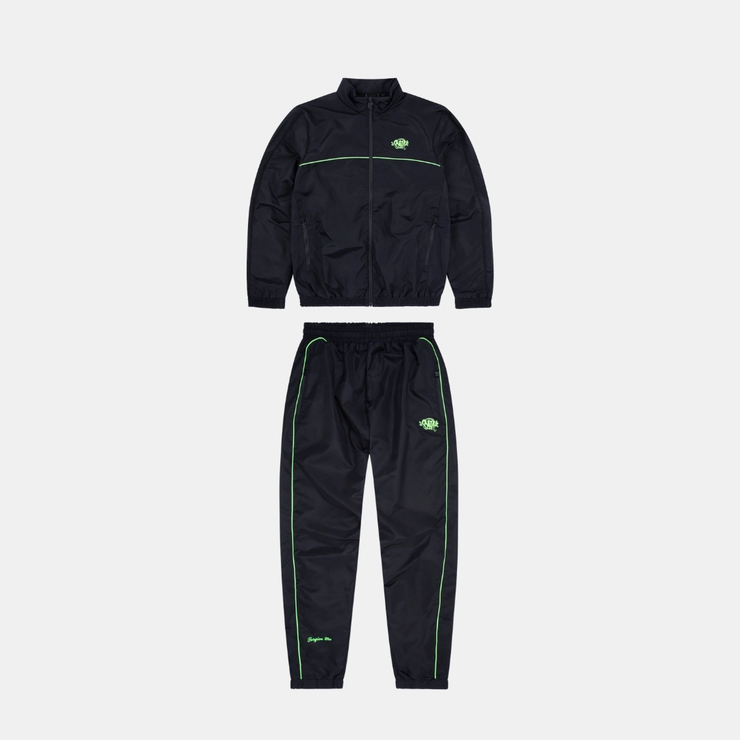 Syna Logo Shell Tracksuit - Black/Neon Green Flexible Contoured Panels