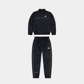 Classic Syna Logo Shell Tracksuit - Black/Neon Green