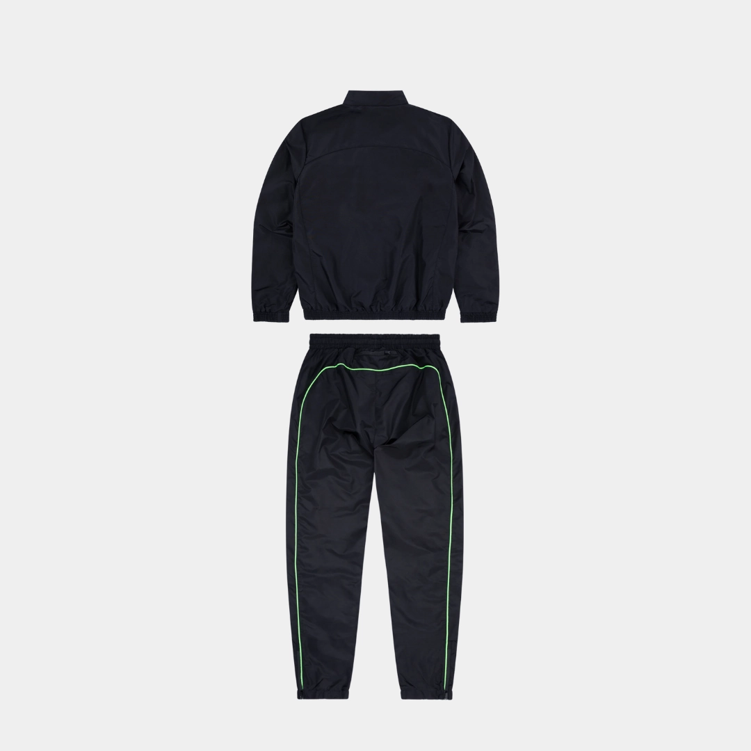 DropIn Pocket Design Syna Logo Shell Tracksuit - Black/Neon Green