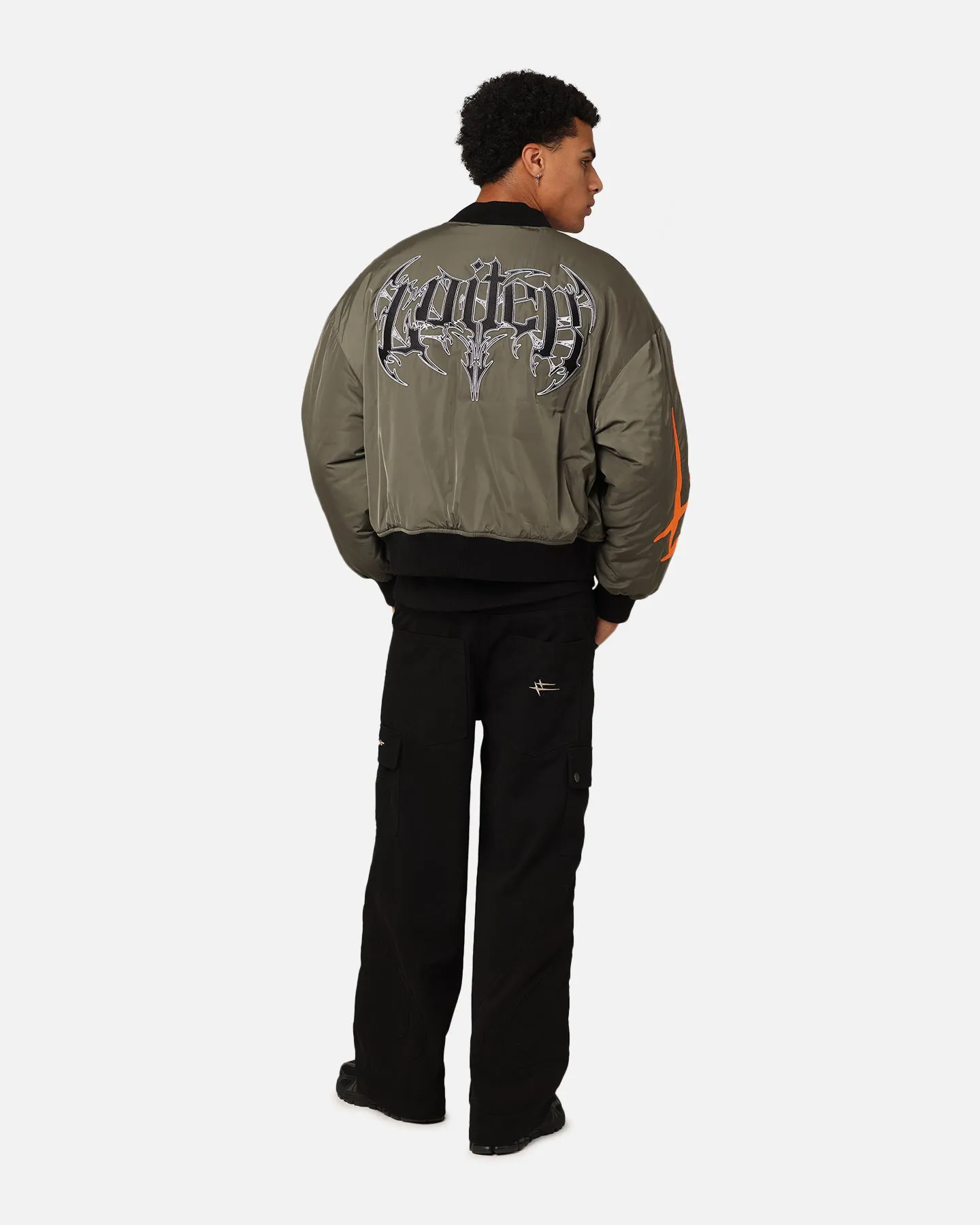 type Brand Name Loiter Shadow Cropped Bomber Jacket Khaki