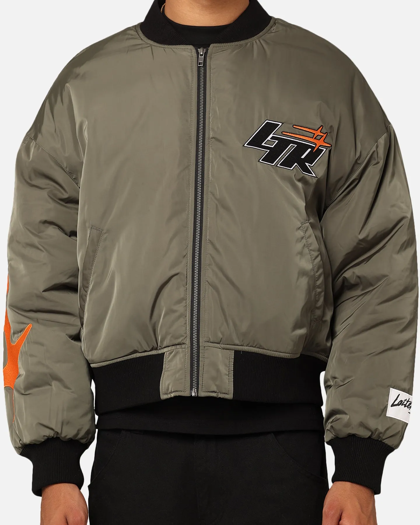 Loiter Shadow Cropped Bomber Jacket Khaki Packable Construction