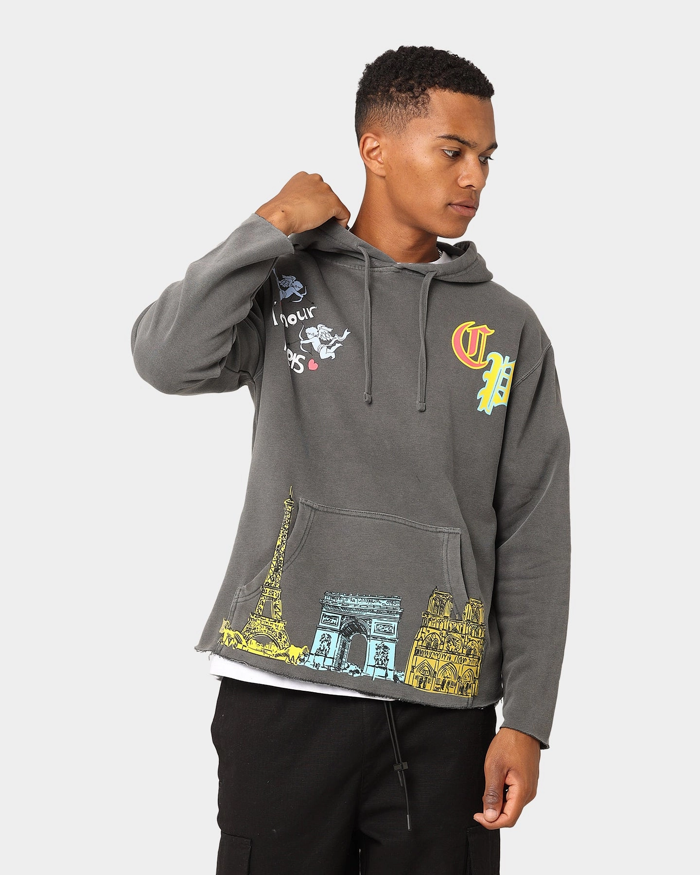 Carr?? L'Amour Cutoff Vintage Hoodie Washed Black HemLock Adjustment System ski holiday