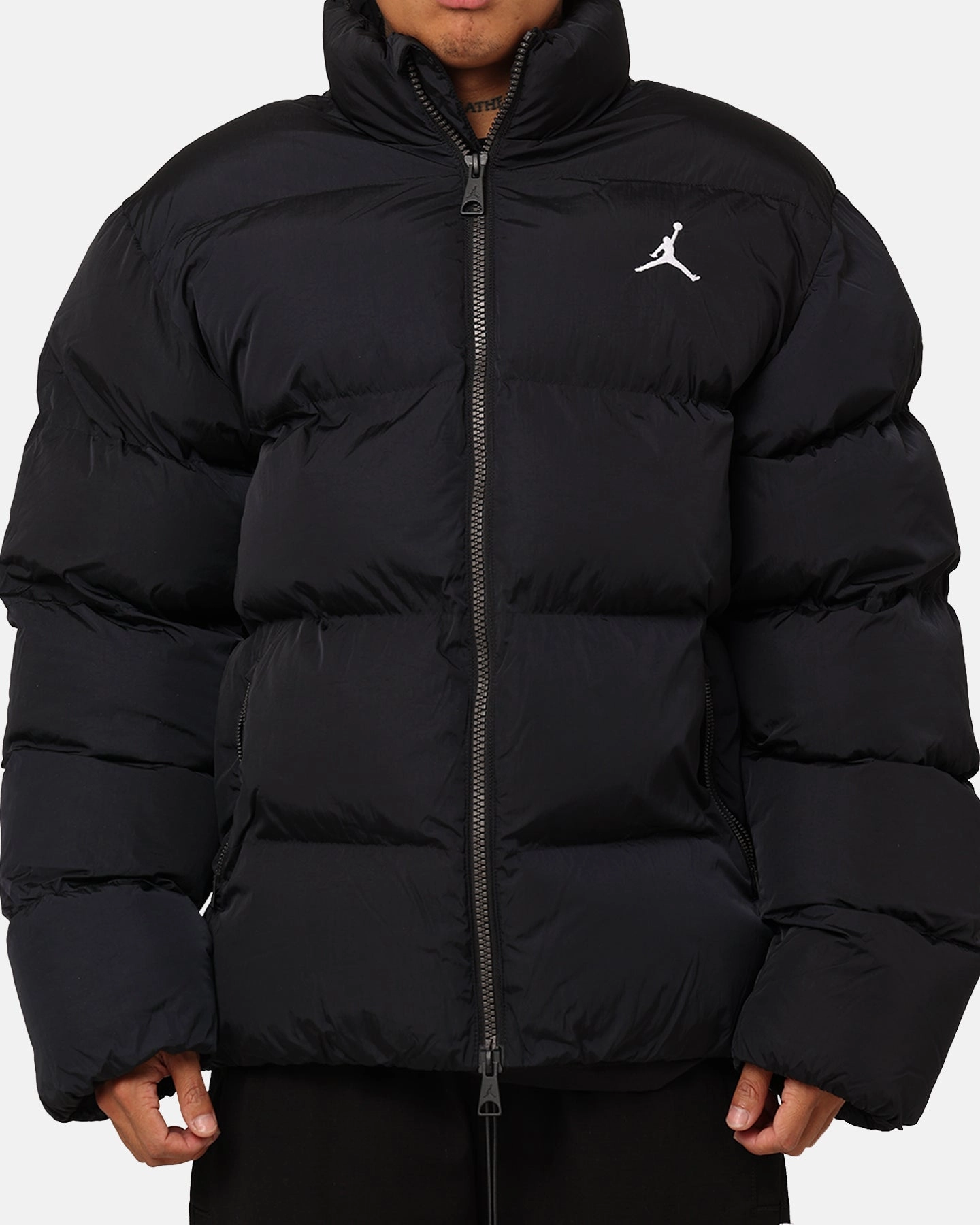 Heat Reflective Tech Biker Jordan Essentials Poly Puffer Jacket Black/White