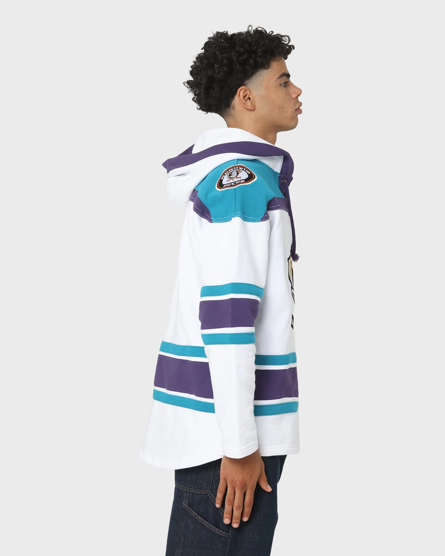 47 Brand Anaheim Ducks Superior Lacer Hoodie White Wash Waterproof Zippers Adjustable Wear