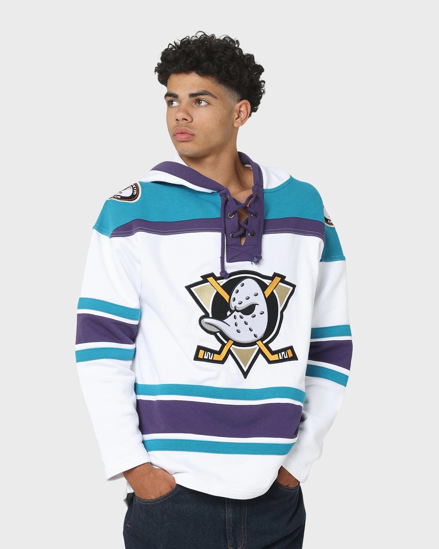 47 Brand Anaheim Ducks Superior Lacer Hoodie White Wash Benefit